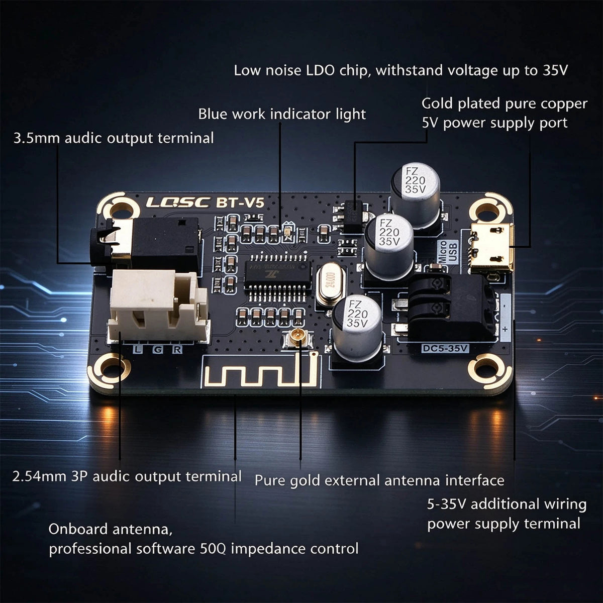 Wireless Bluetooth4.2 Stereo Audio Receiver Module MP3 Bluetooth Decoder Board