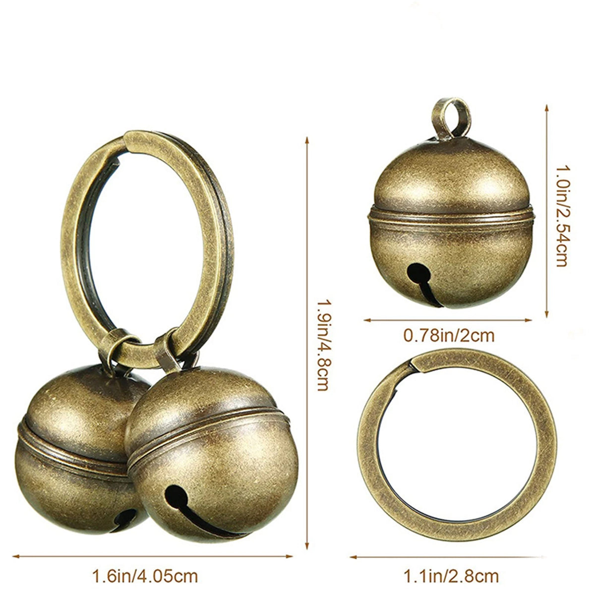 2 Pack Pendant Accessories Dog Bell Cat bell For Collar Brass Loud Pet Bell