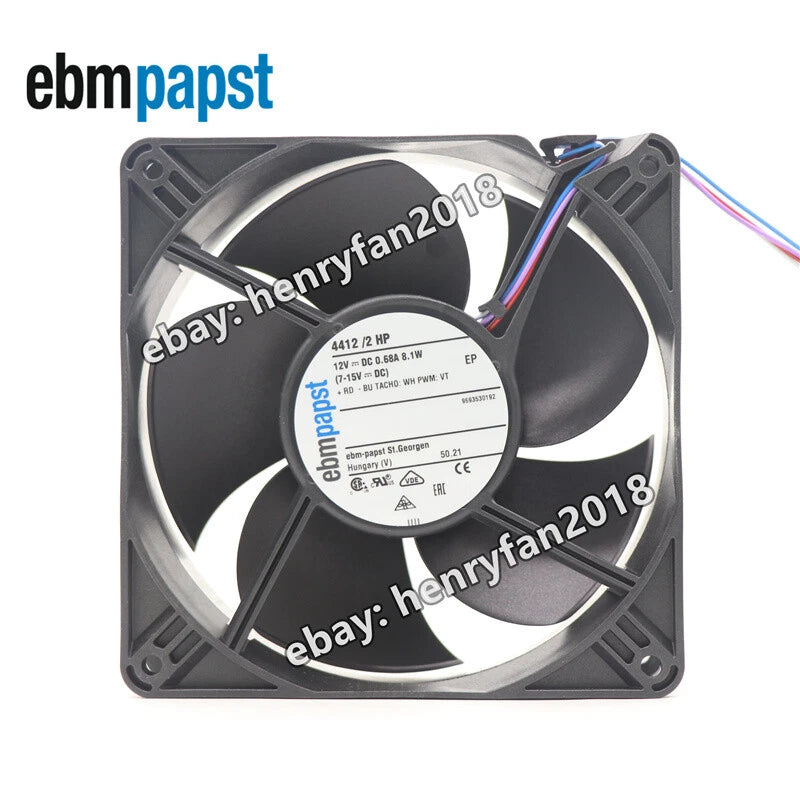 Ebmpapst 4412/2HP Axial Fan 12VDC 0.68A 8.1W 120*120*38MM 4-wire Cooling Fan