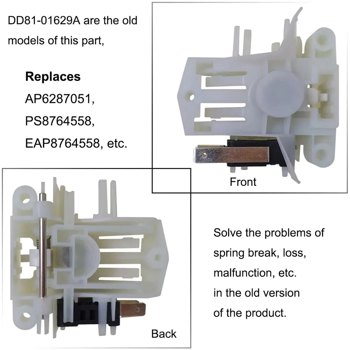Upgraded DD81-02132A Dishwasher Door Latch For Samsung DW80K5050UB/AA-00