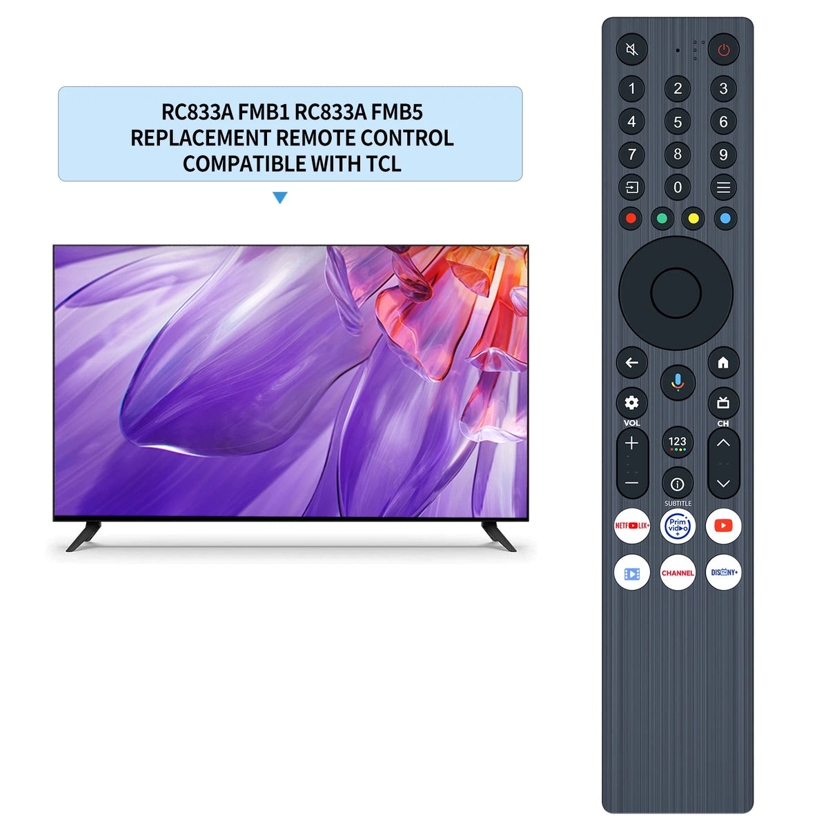 RC833A FMB1 Remote Control For TCL 32V5C-32 Inch Full HD Smart QLED Direct TV