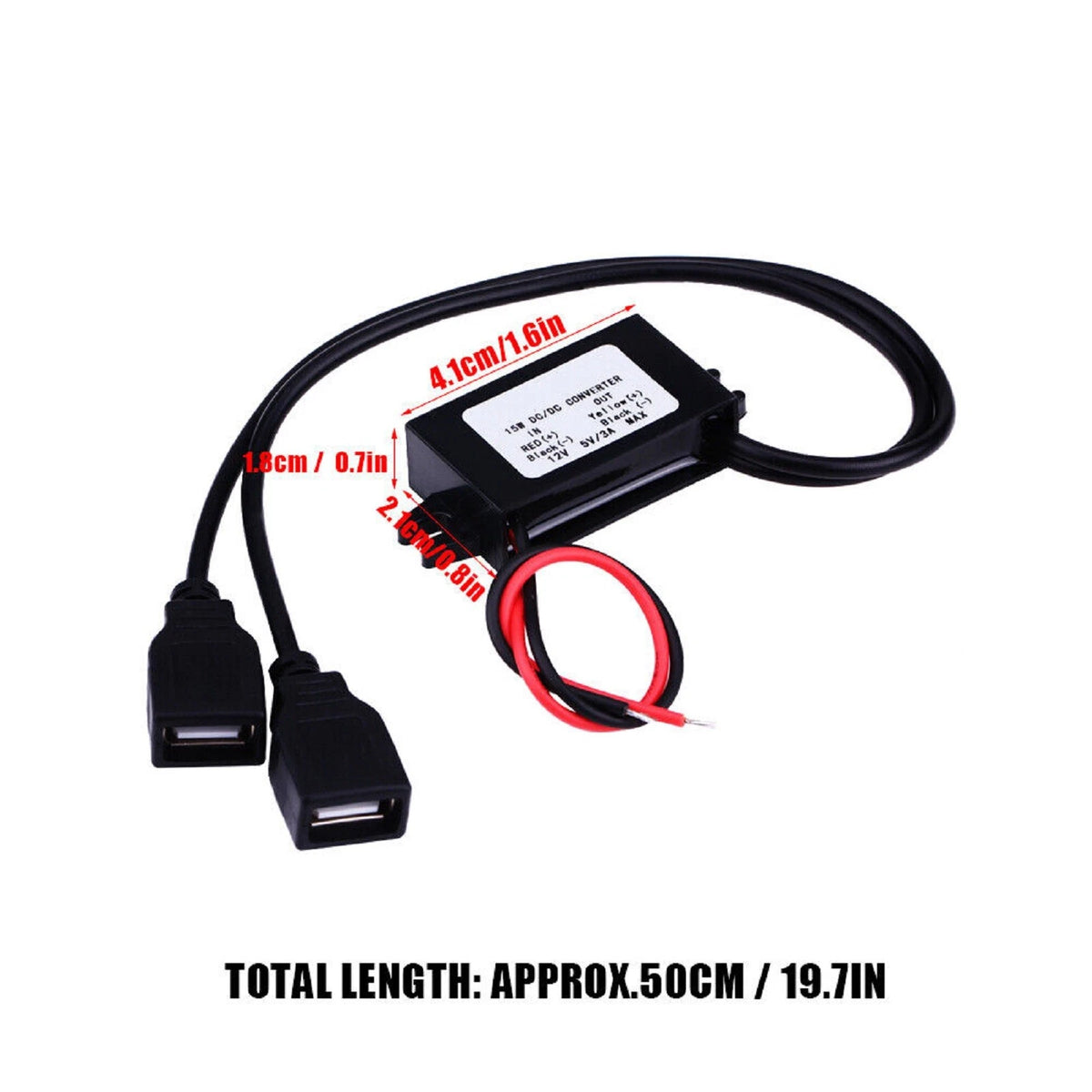 12V to 5V 3A 15W DC-DC Step Down Buck Converter Power Supply Module For Car