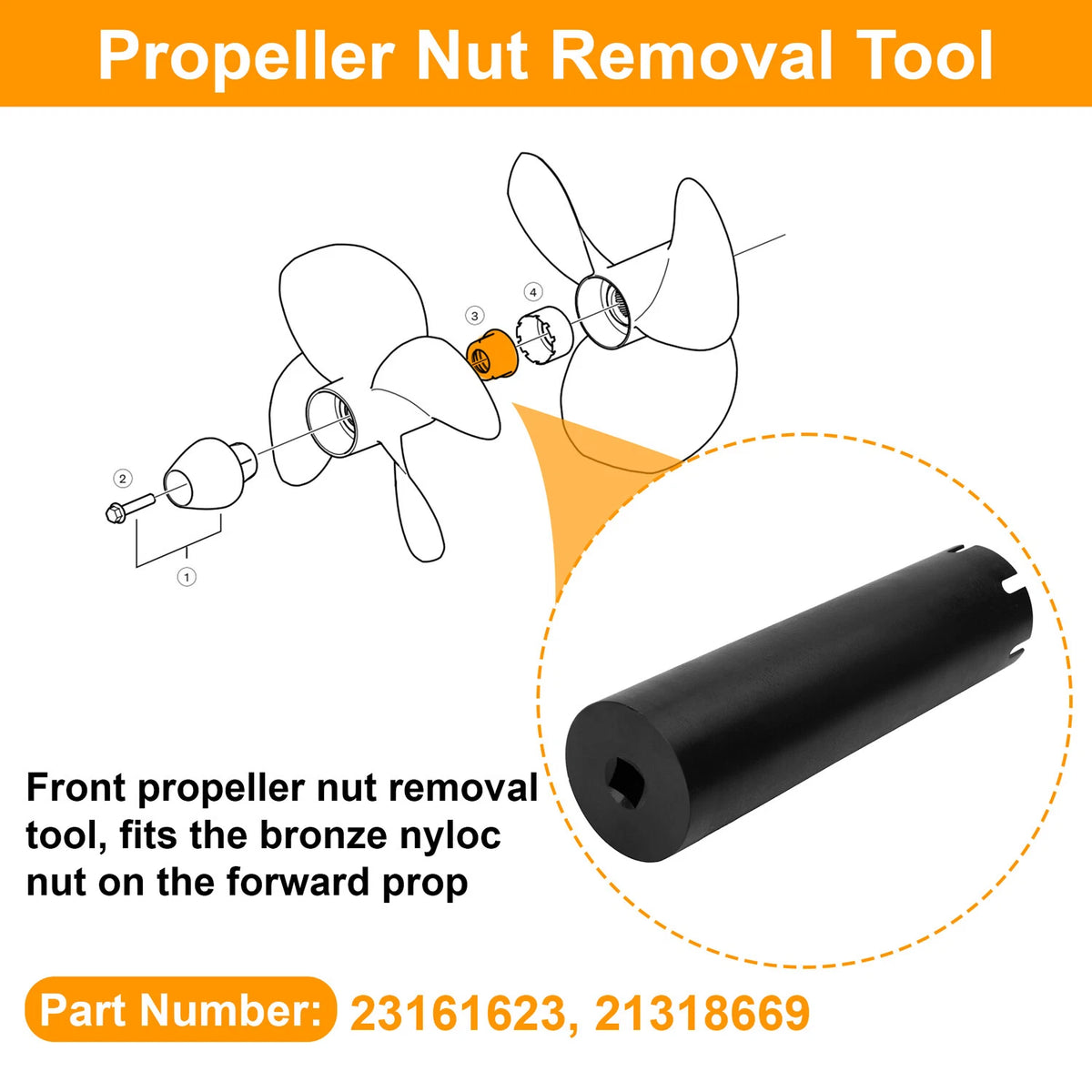 Volvo Penta front propeller nut tool, reference 23161623