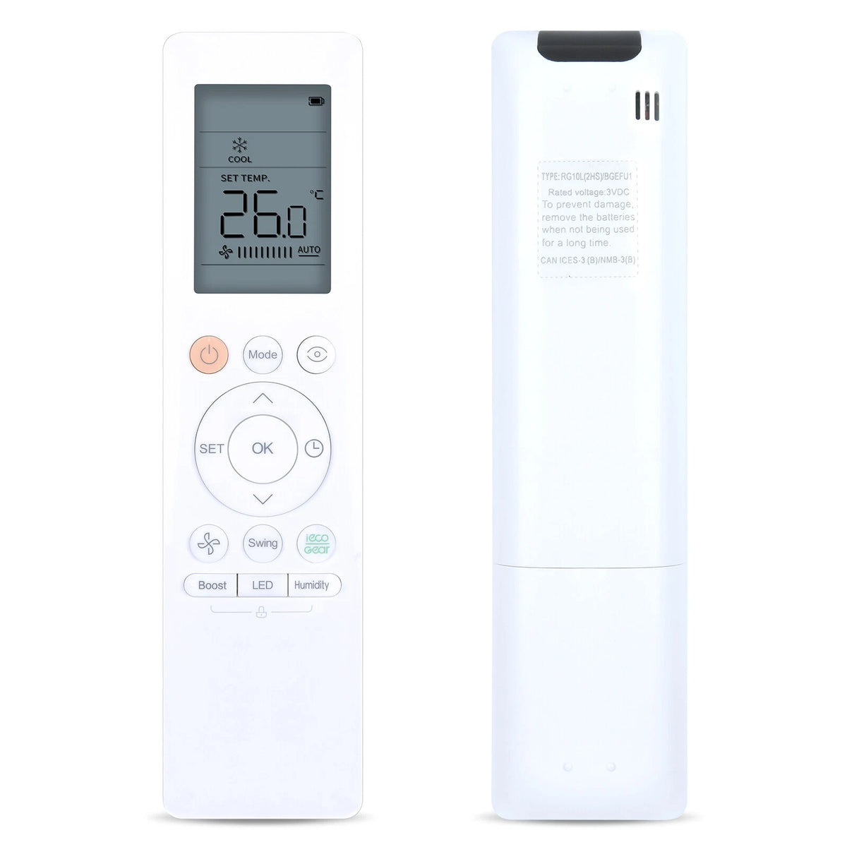 RG10L(2HS)/BGEFU1 Replacement Remote Control For Midea Air Conditioner