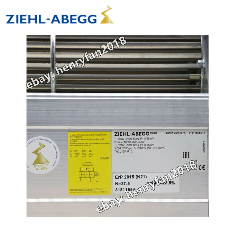 Ziehl-abegg Fan QK10A-2EM.38.FK Cross Flow Fan 230V 2.5A 580W ??380MM