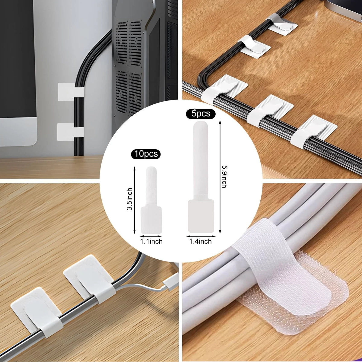 AOOTOOSPORT 137PCS Cable Management Kit 4 Sleeve Split 5 inches, White
