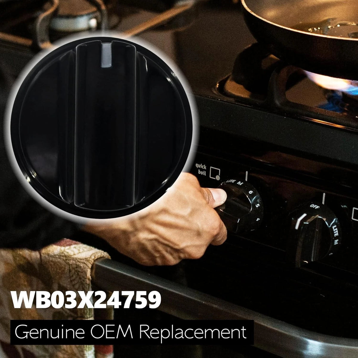 WB03X24759 Range Surface Burner Knob Gas Control Assembly 2 Pieces, Black