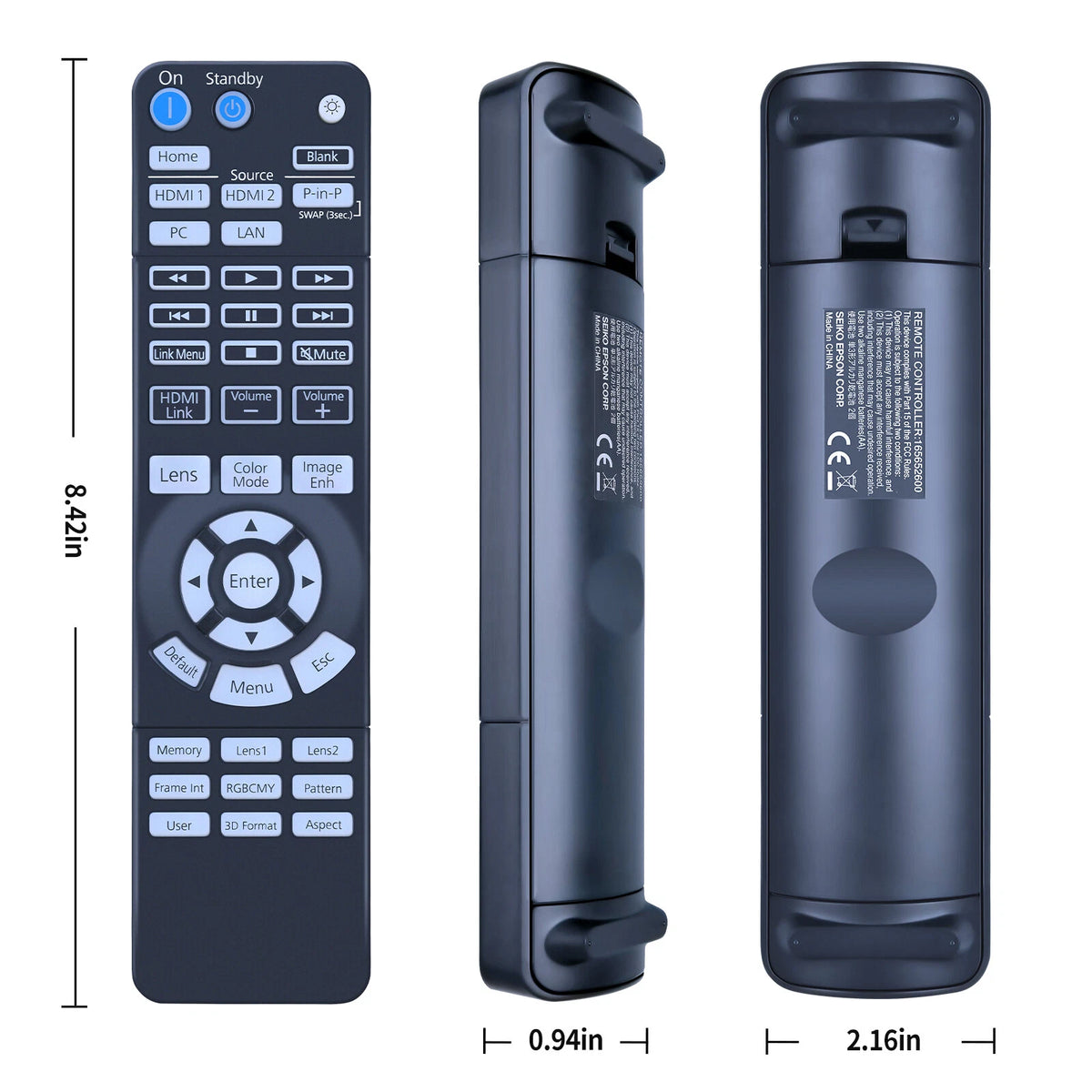 Replacement Remote Control For Epson Home Cinema 5050UB 4K Projector