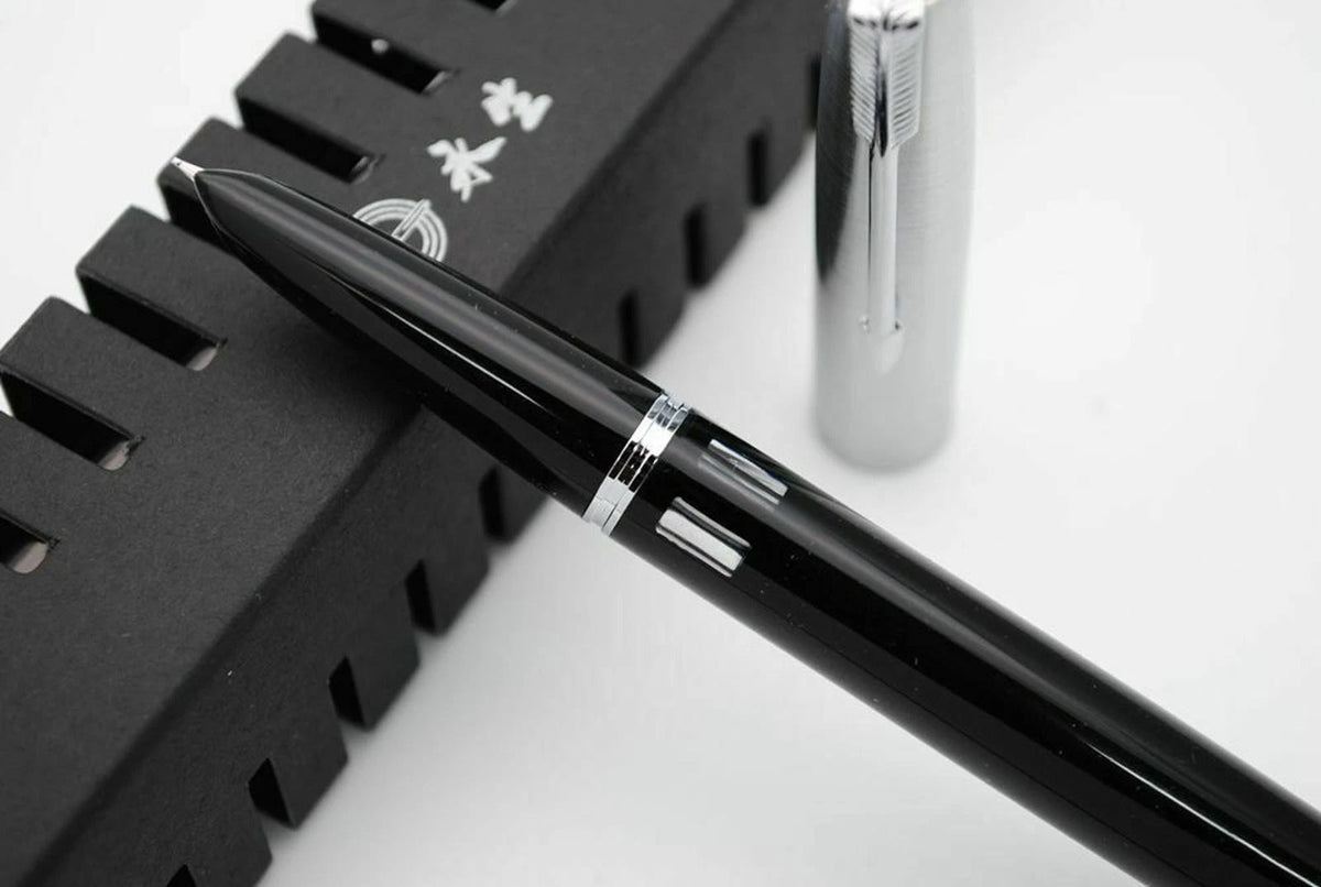 Black 138mm Wing Sung 601 Steel Cap Vacumatic Fountain Pen F Nib 0.5mm Ink Pen;
