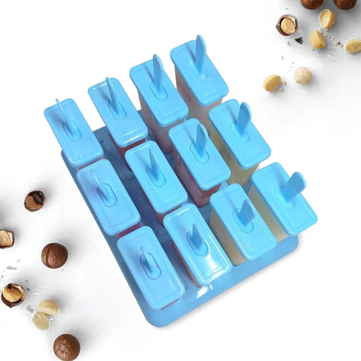 12 Cavities Popsicles Molds, Popsicle Molds with Built-in Large, 12