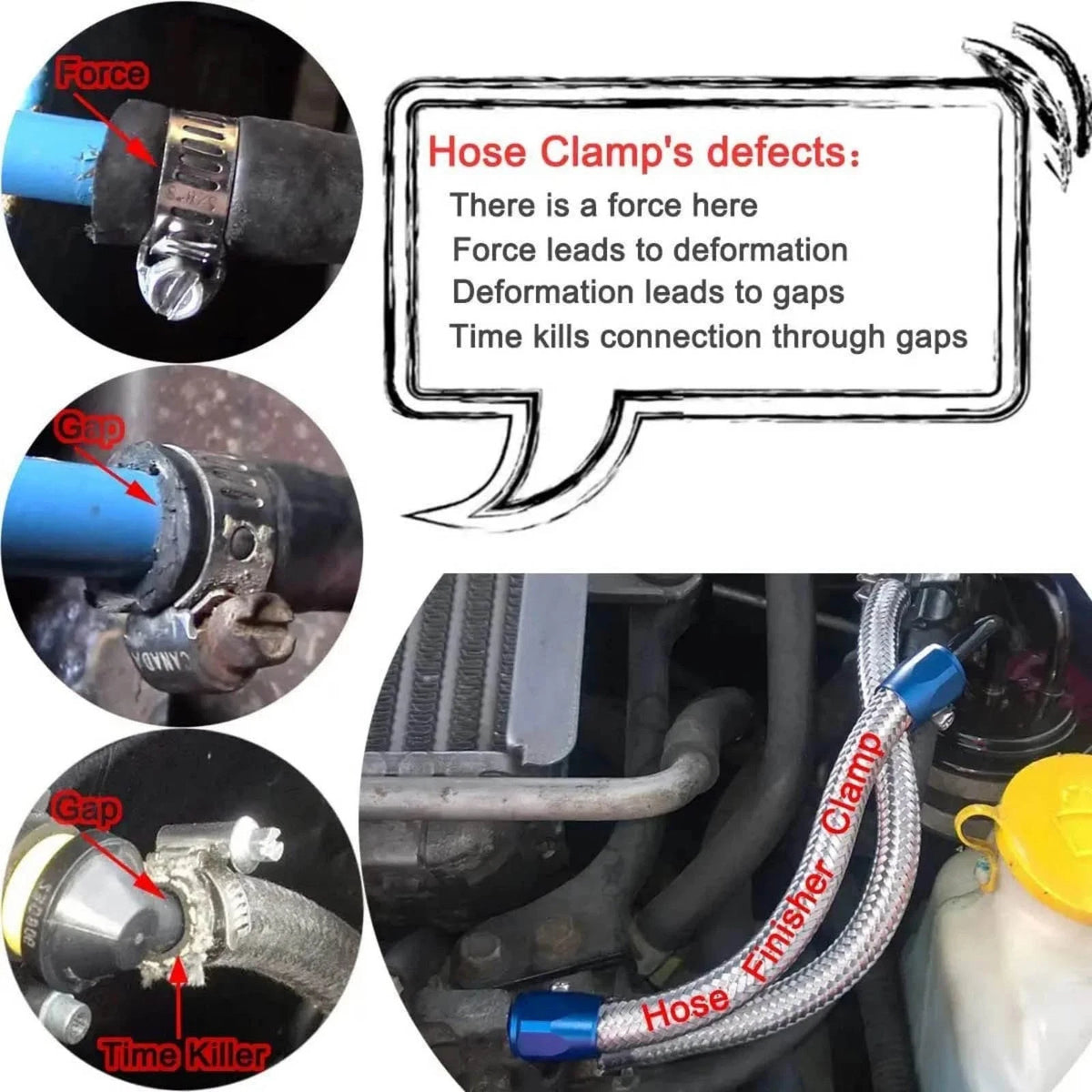 For 3/8" Hose 8Pcs AN6 Finisher Clamp Set Replacement Aluminum Professional