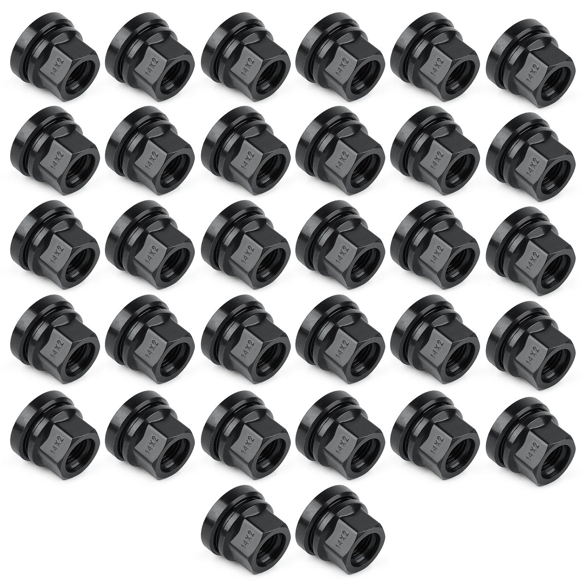 32PCS Black Wheel Lug Nuts M14x2.0 Fit Ford F250 F350 1999-02 Flat Washer Style