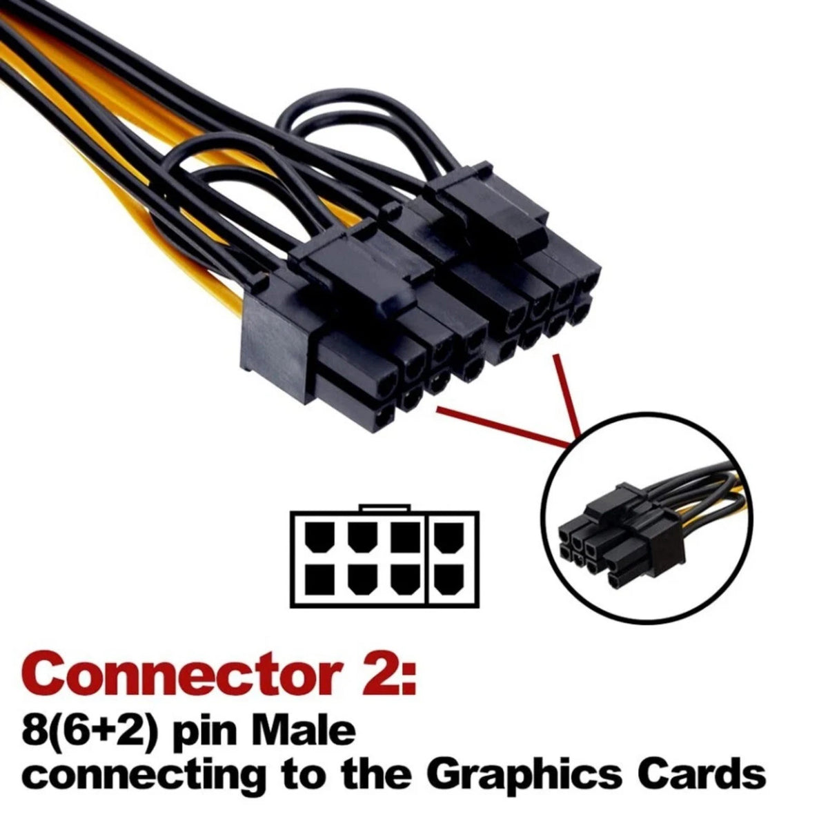 For Video Card 6 Pin Female to Dual PCI-E 8 Pin Adapter Cable Replacement