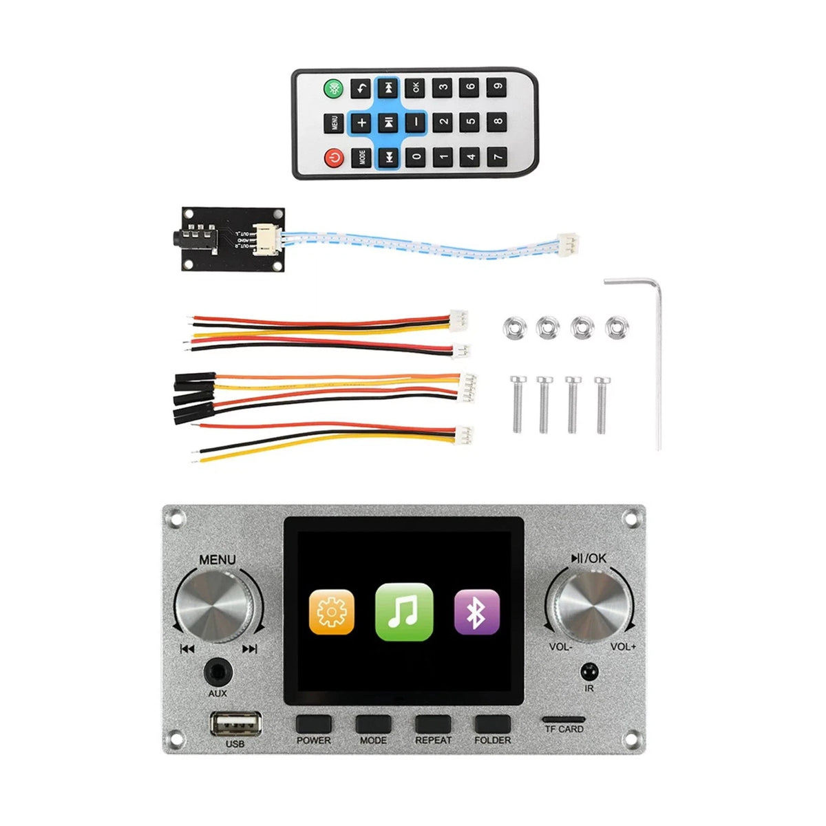 1set 2.8" Screen Decoder Board Bluetooth MP3 TF USB Aux IR Audio Module