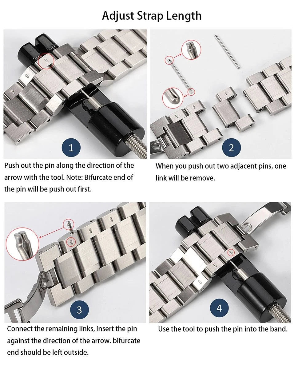 Berfine 20mm Quick Release Watch Strap,Premium Solid Stainless 20mm, Black