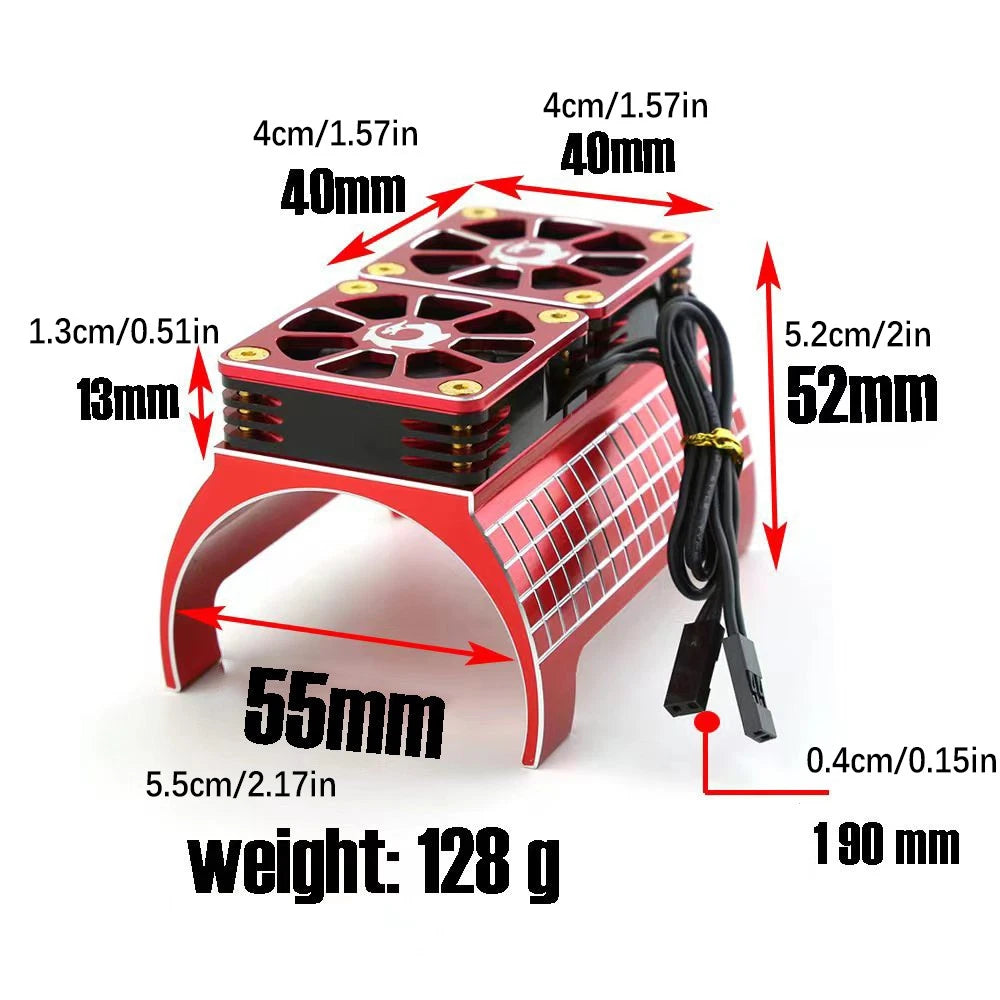 Upgrade Red Dual Fan Cooling Heatsink For Traxxas X-Maxx 1/5 RC Car 55mm Motor t