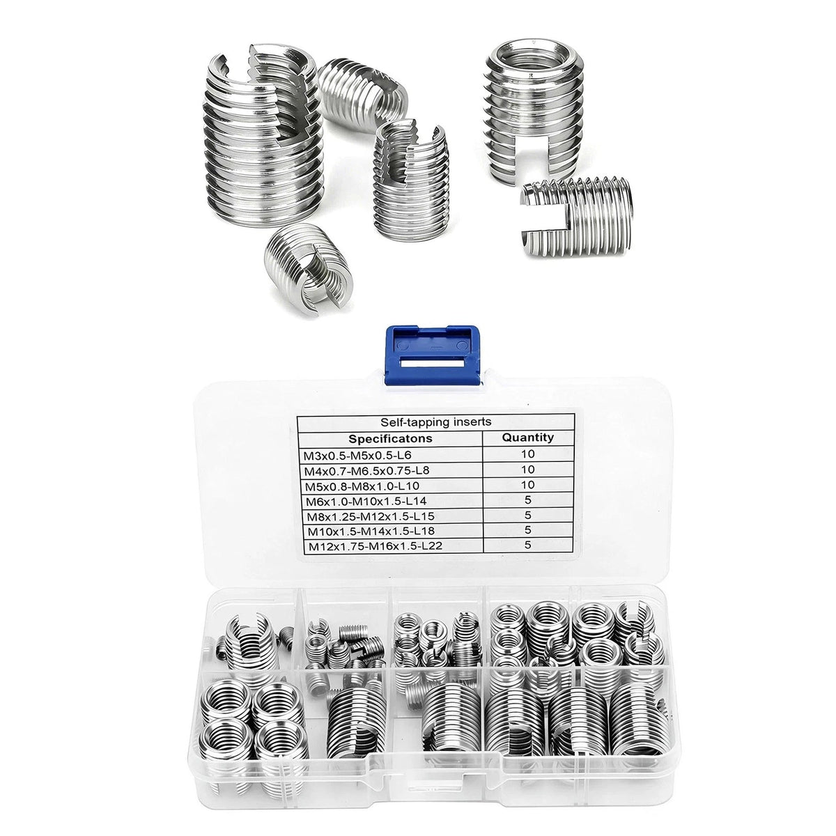 50PCS Stainless Steel Self-Tapping Thread Inserts M3-M16 For Damaged Threads