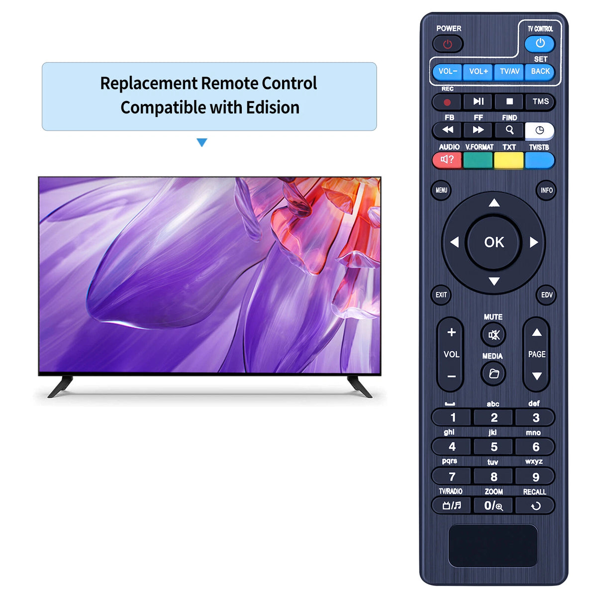 Replacement Remote Control For Edision Piccollo 3-in-1 Receiver