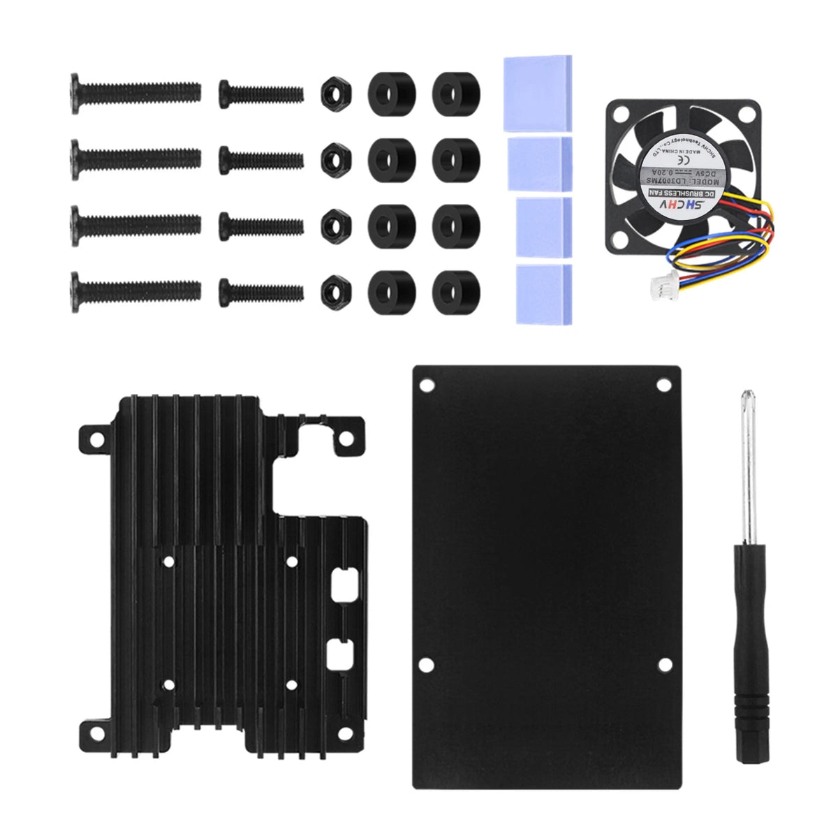 1*Aluminum Protective Case for Raspberry Pi 5 Motherboards With Cooling Fan