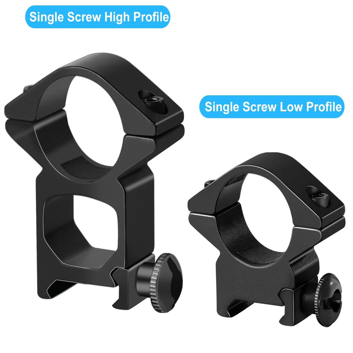 LONSEL 1'' Scope Rings, 2Pcs High Profile or Medium 1 Inch Black