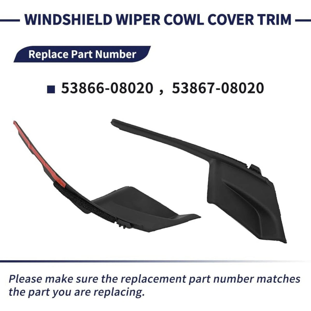 1 Pair 53867-08020 Windshield Wiper Cowl Cover Trim Durable For Toyota Sienna