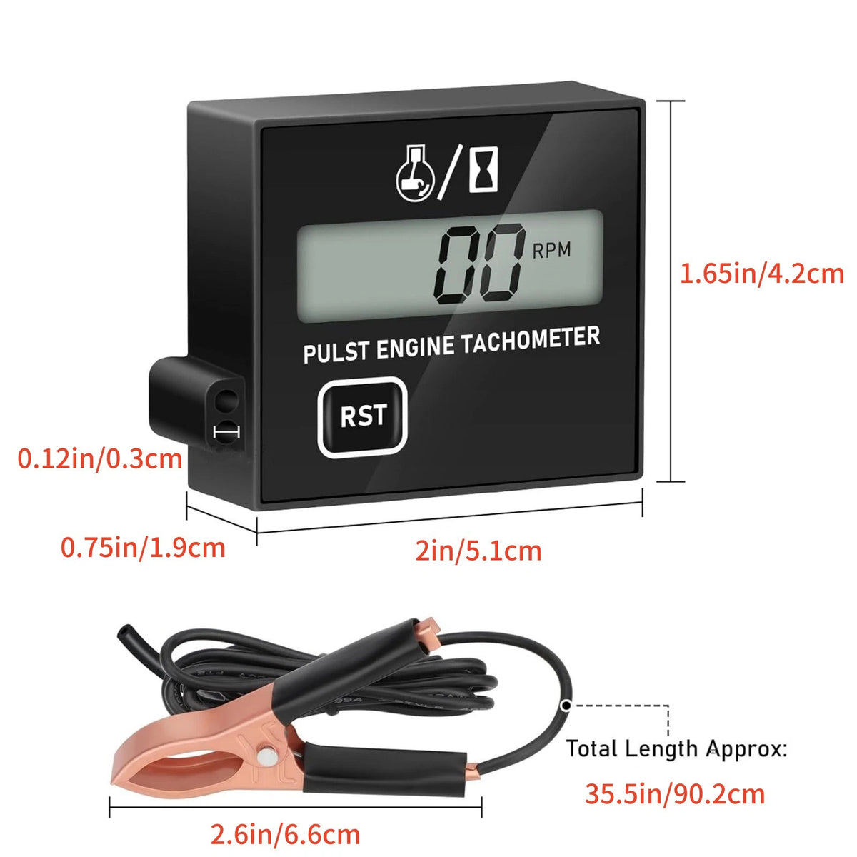 30000RPM 2 & 4 Stroke Tachometer Gauge For Small Engine Tachometer