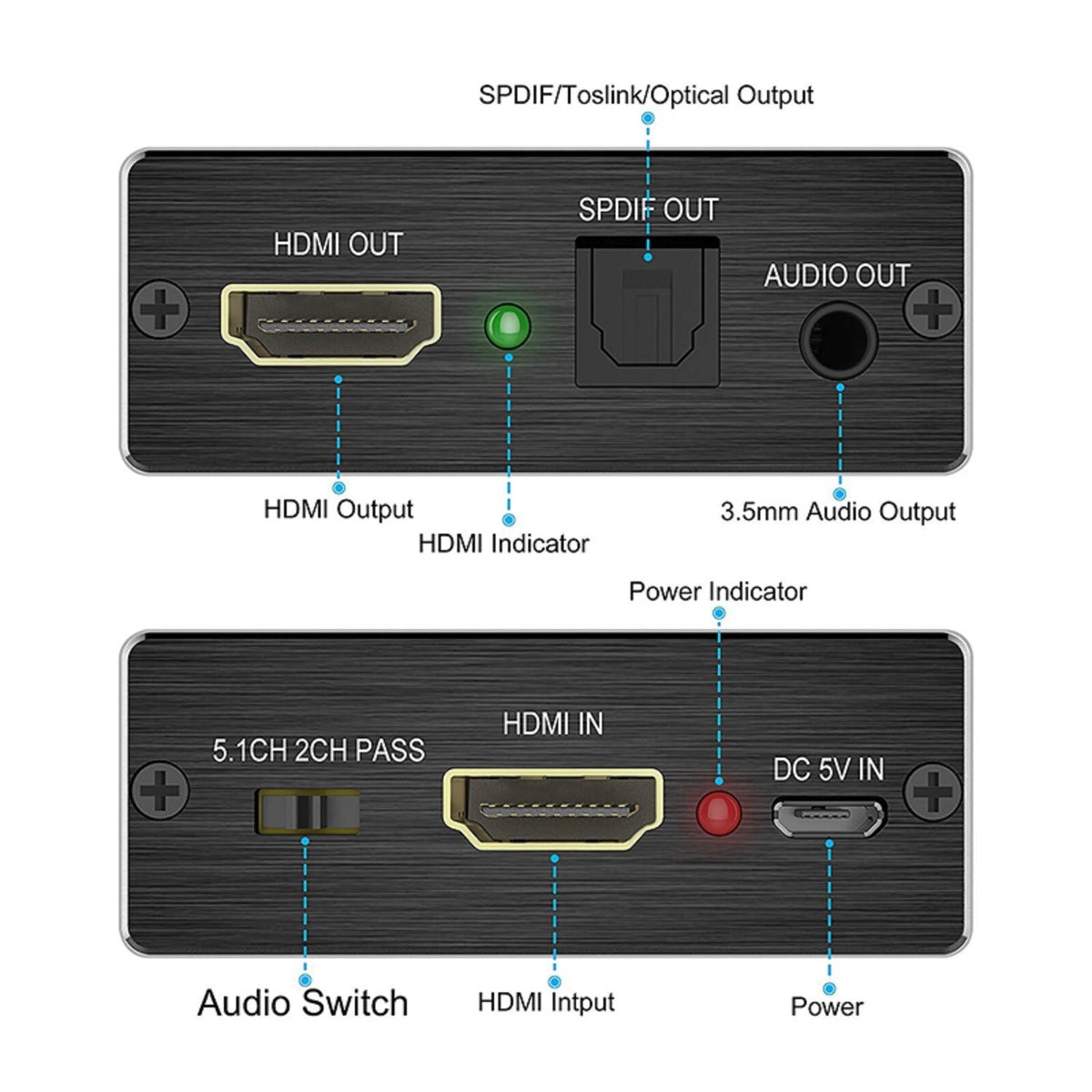 4Kx2K HDMI to 3.5MM Audio Converter SPDIF Optical Stereo Out Splitter Adapter b