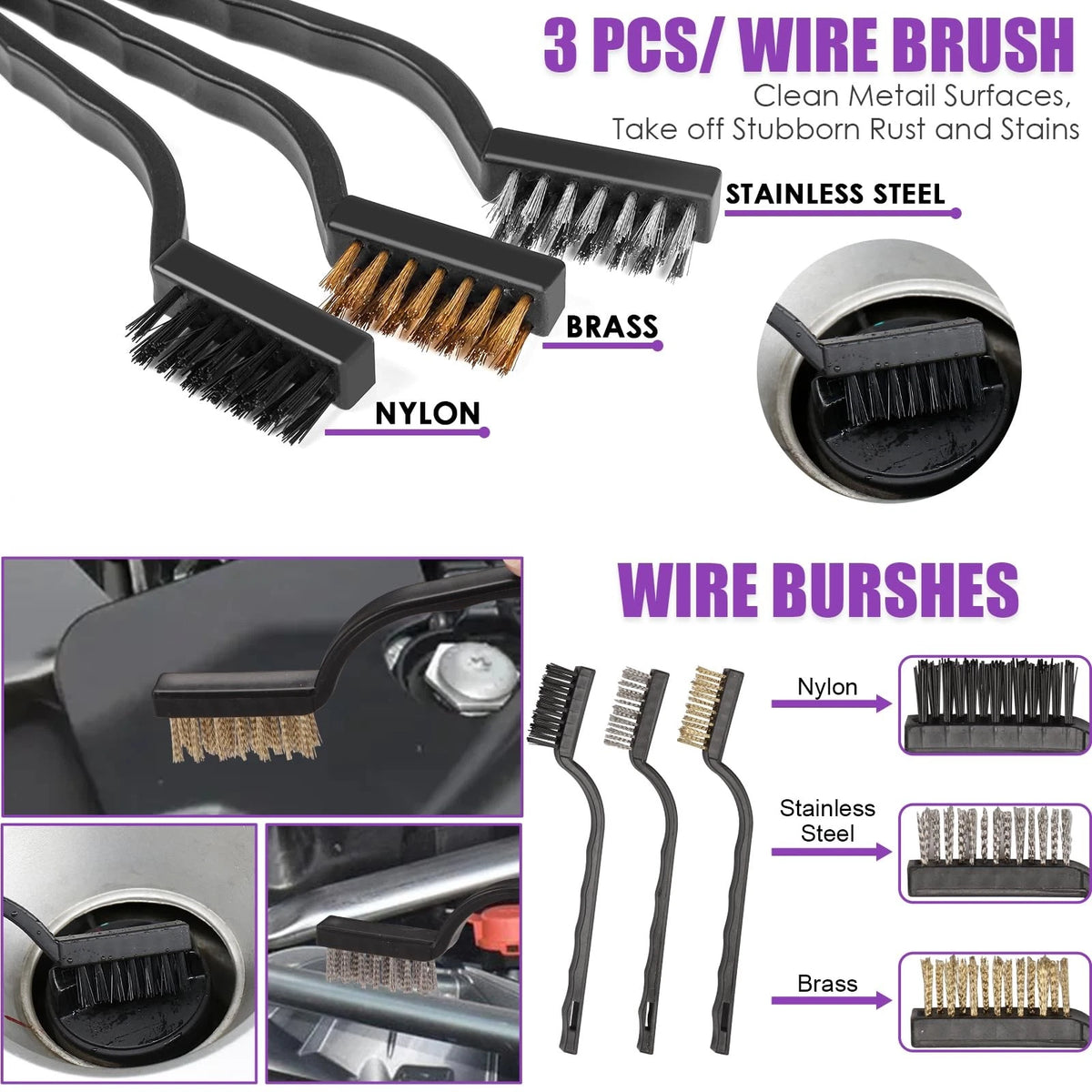 Viewsun Windshield Cleaner Tool, 17Pcs Purple Car Interior Cleaning