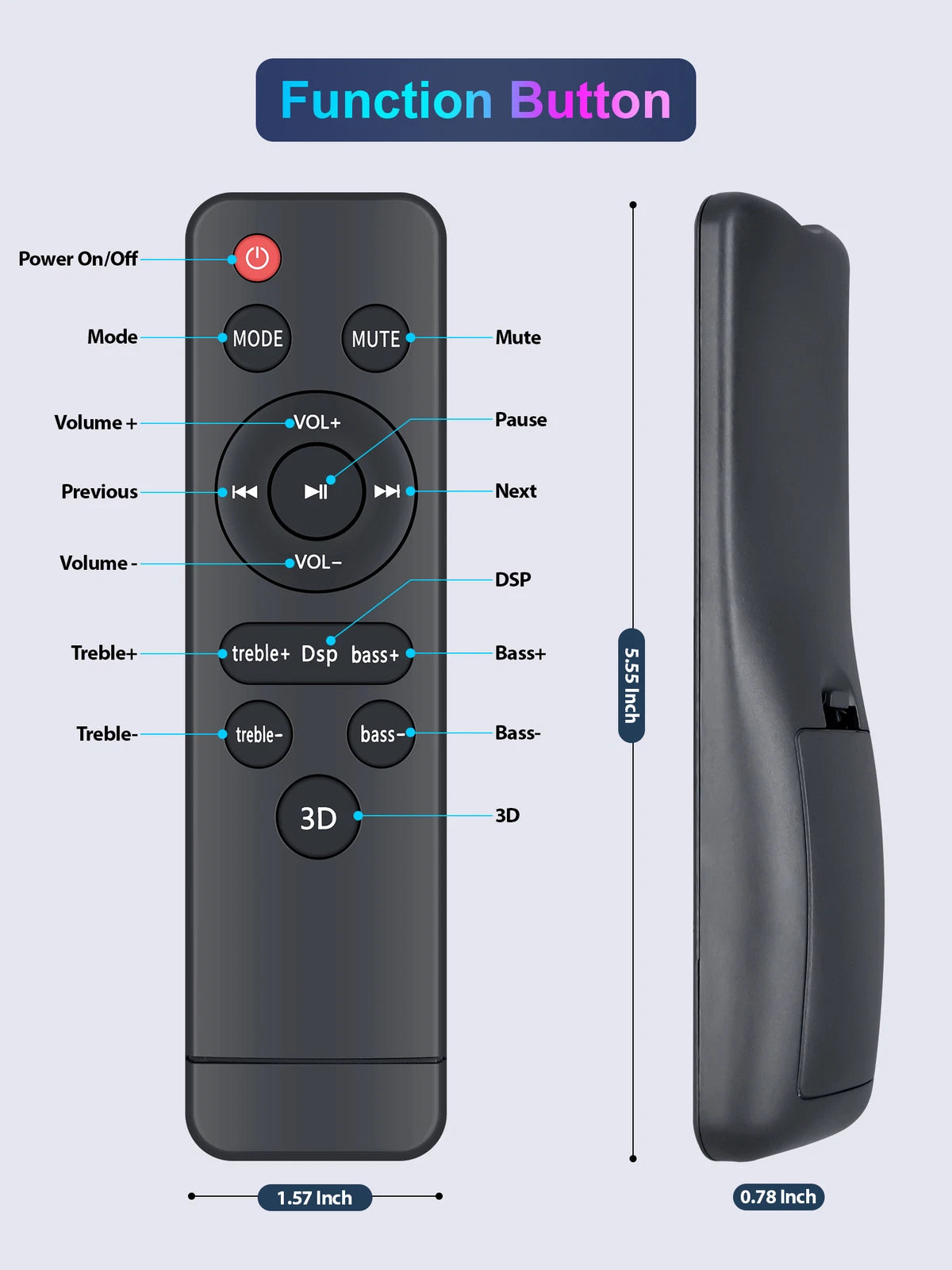 Remote Control For GOKUID/Puxinat/ELEFOCUS/DR.J Sound Home Theater Audio System