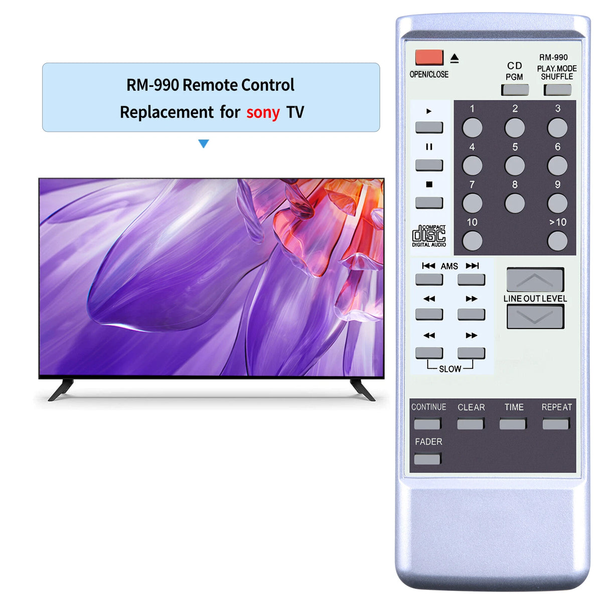 RM-990 Replacement Remote Control For Sony CD Player CDP497 CDP590 CDP790
