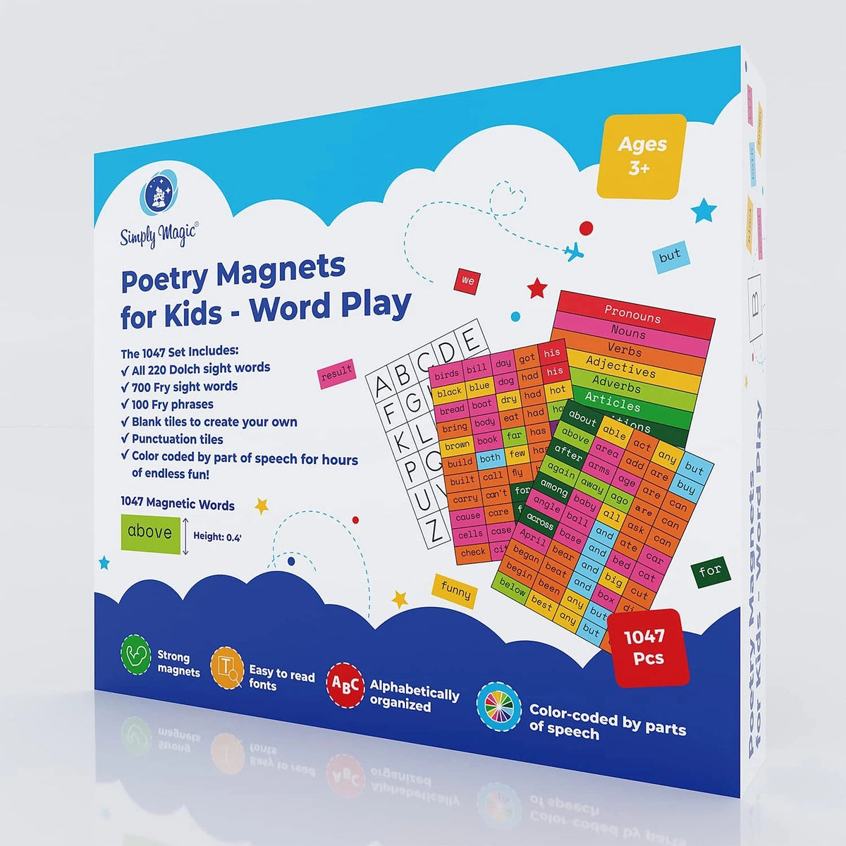 1047 PCS Poetry Magnets for Kids - Magnetic Sight Words, Regular, Multi Color