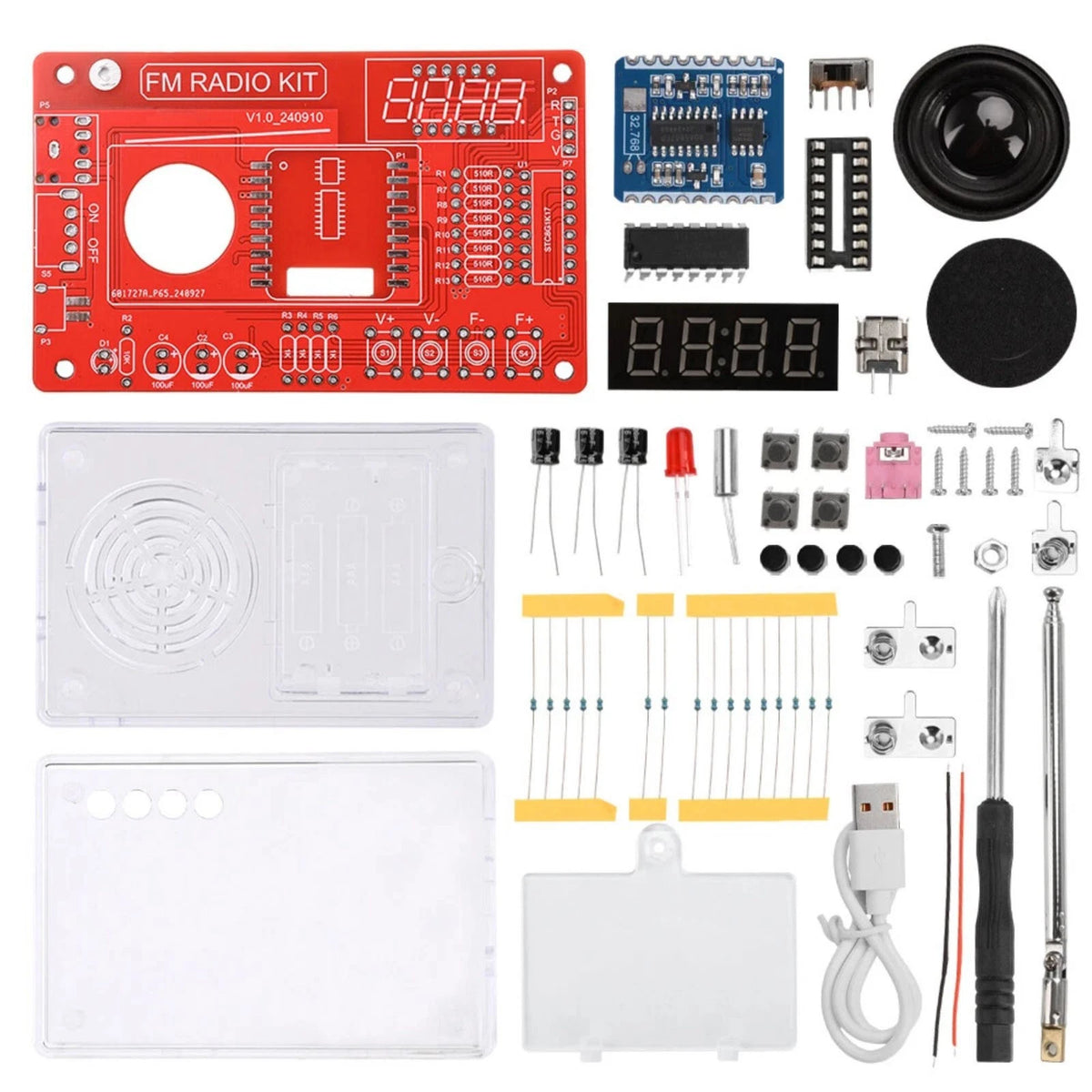 Educational RDA5807 FM Radio DIY Kit 87-108MHz with 15 Sound Level Adjustments