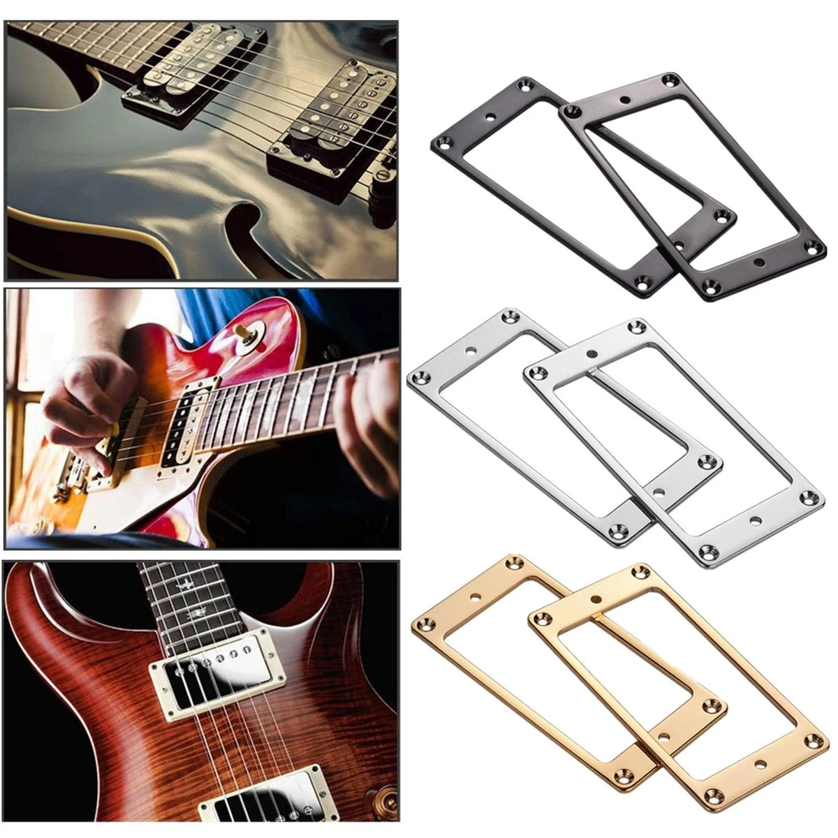 2Pcs Gold Electric Guitar Pickup Mounting Ring w/ Screws for Les Paul LP Parts