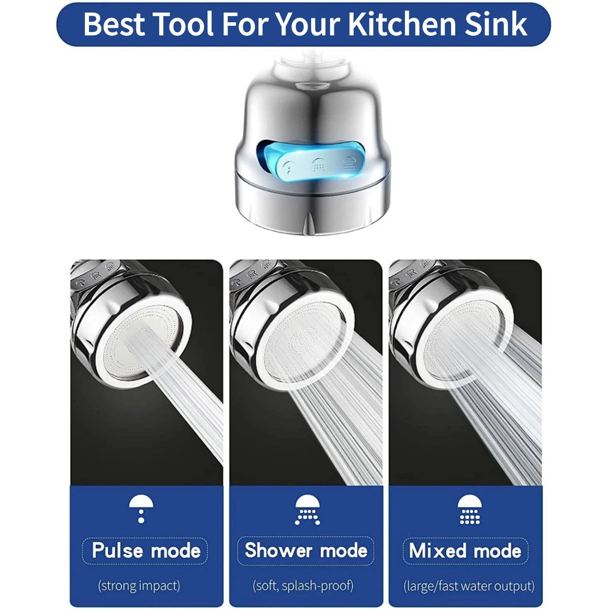 Universal Faucet Nozzle 360° Rotating with M22 M24 Adapter for Kitchen Sink Tap