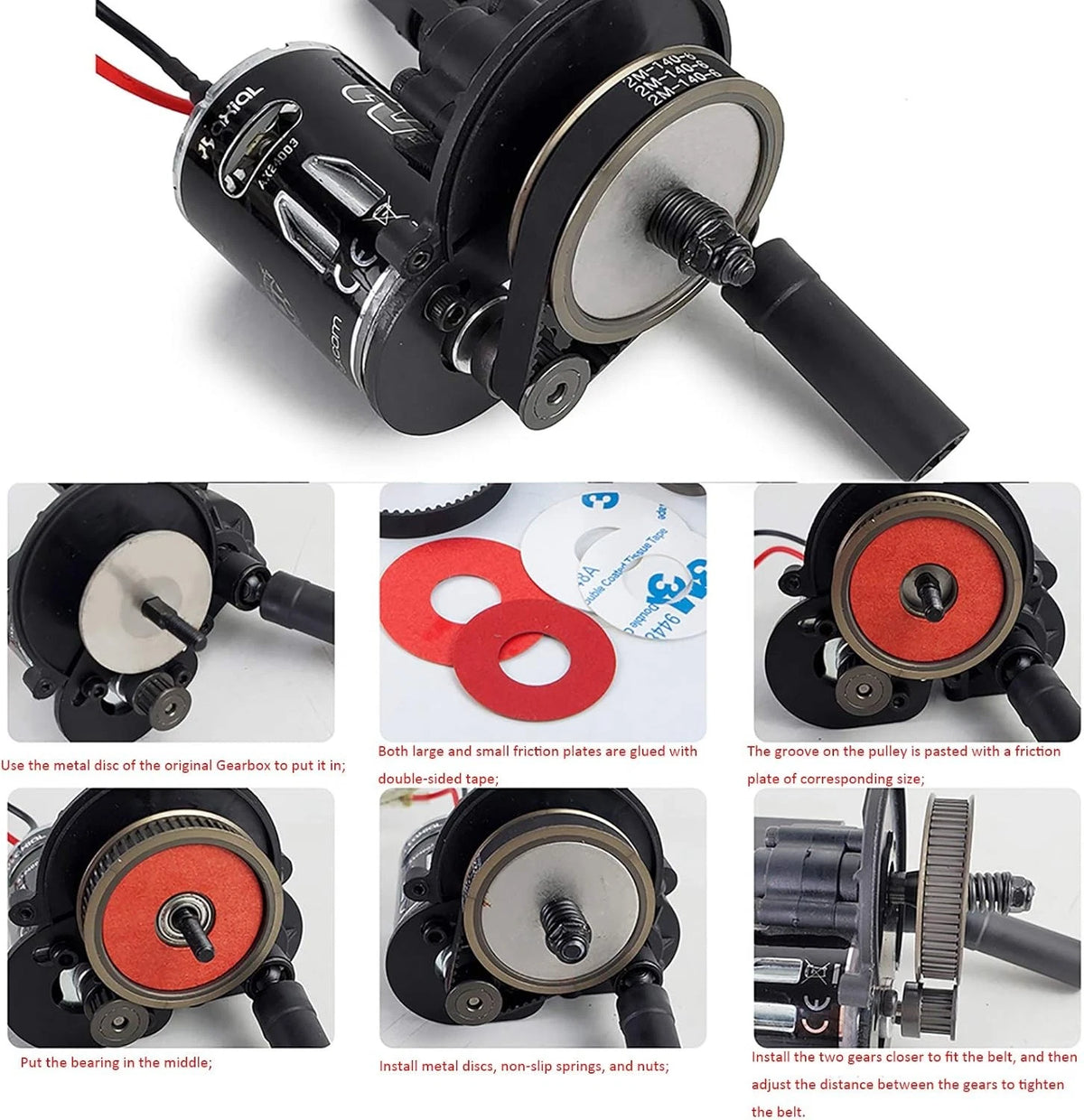 Que-T RC Car Belt Drive Transmission Gears System for 3.17mm Motor Gear