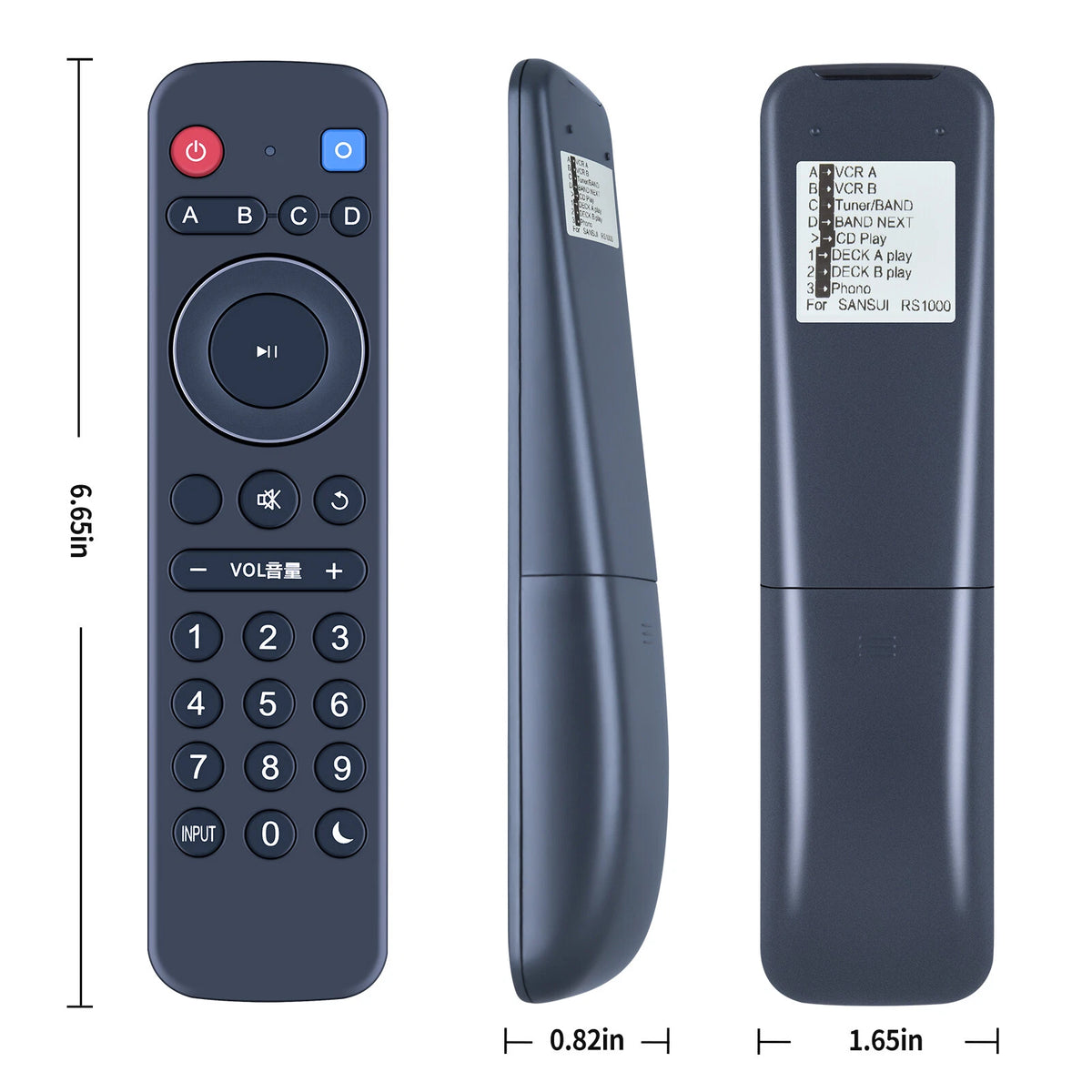 Replacement Remote Control For SANSUI RS-1000 RTRS1000