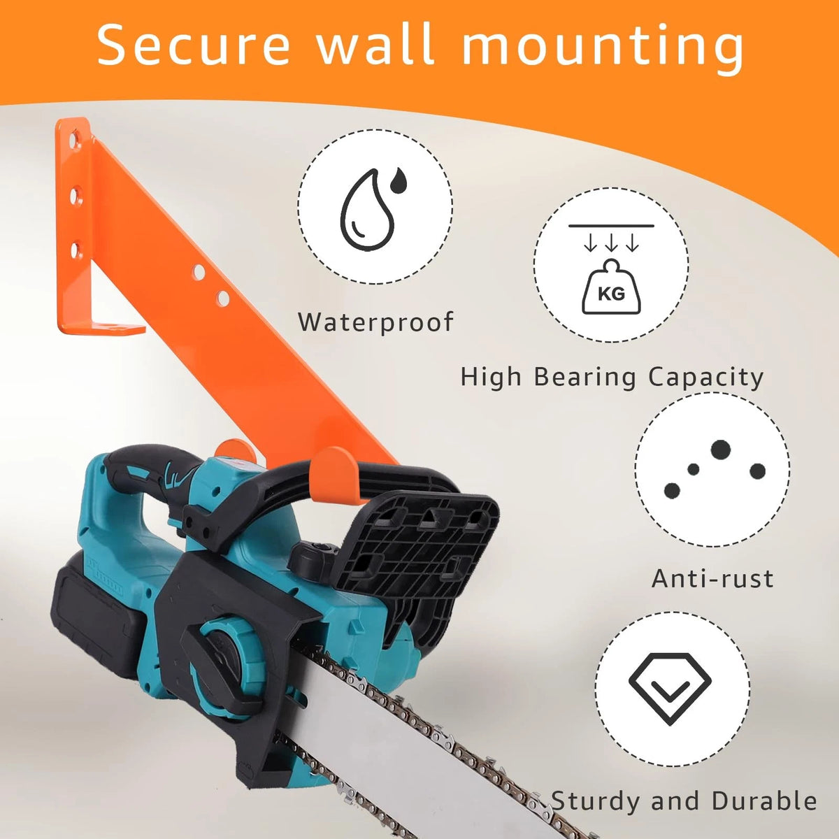 Chainsaw Hanger- Heavy-Duty Chain Saw Wall Mounted 10" x 2.8" x 3.29", orange