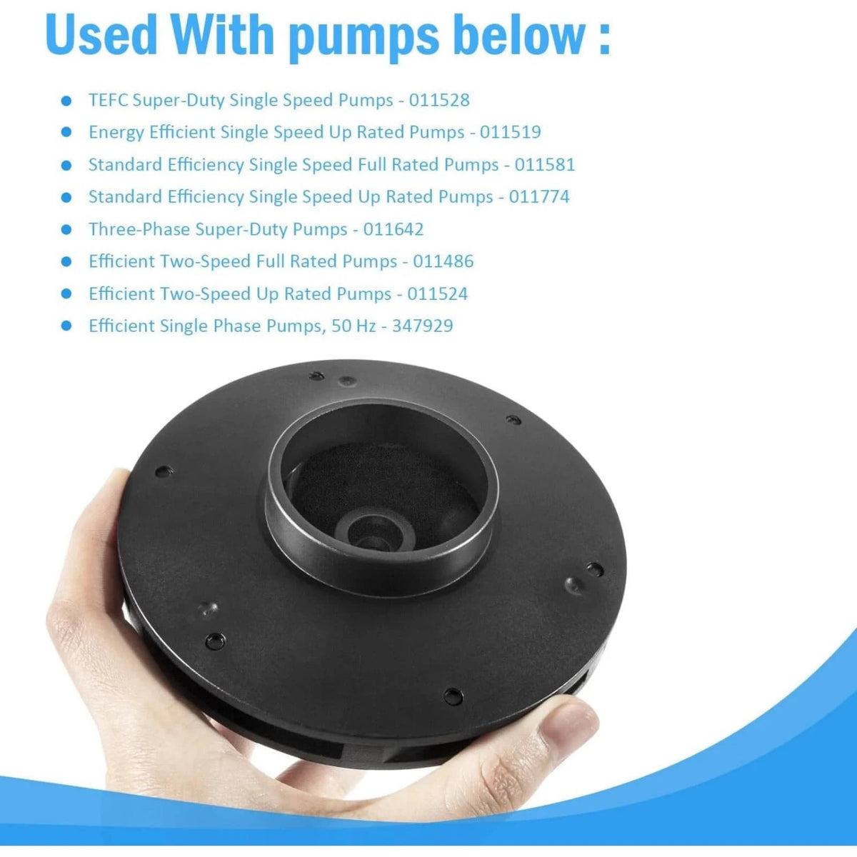 Impeller 073129 1-1/2 HP for WhisperFlo Pool Pump WF-6 WFE-28 WFK-6 WFDS-28