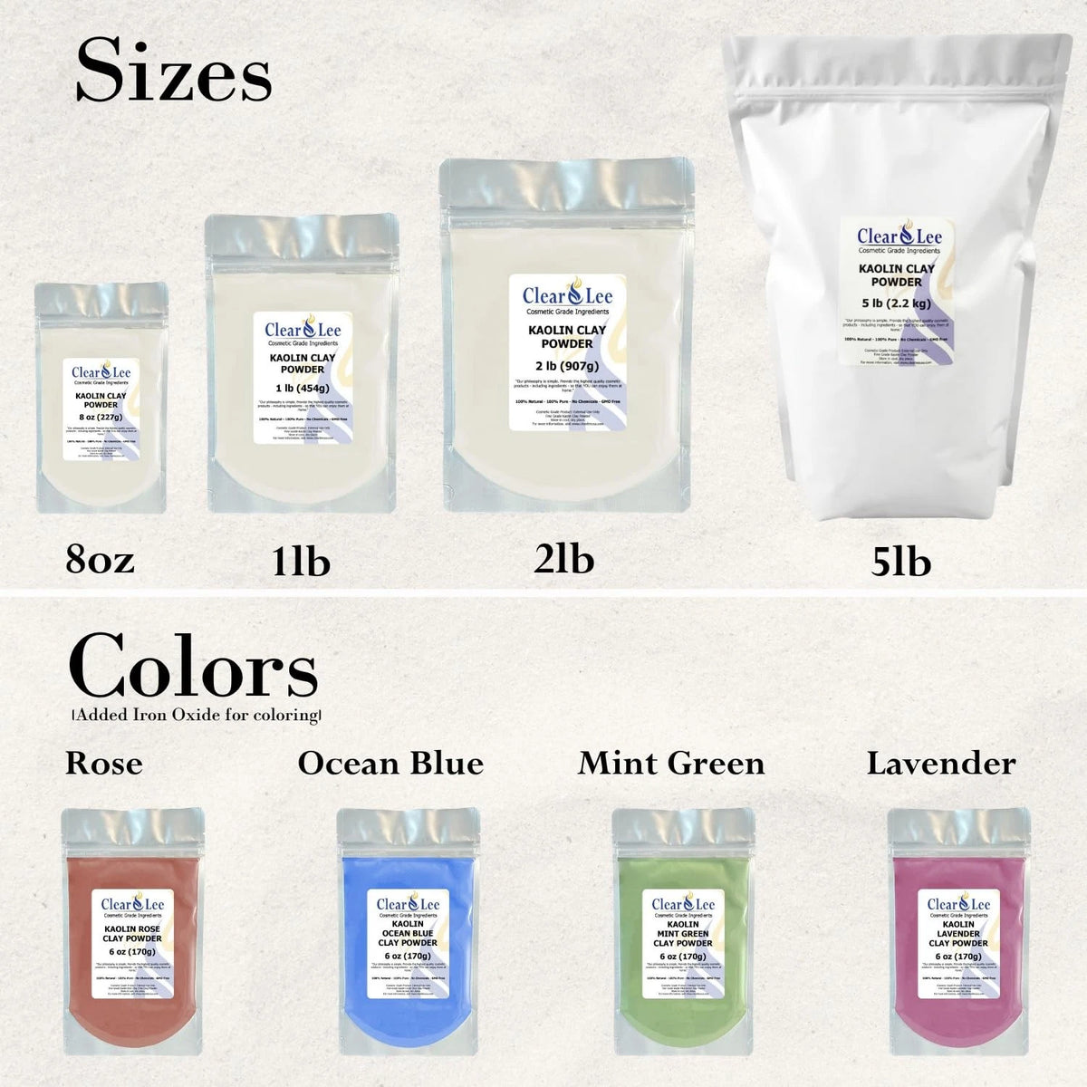 ClearLee Kaolin Clay Cosmetic Grade Powder - Pure 8 Ounce (Pack of 1)