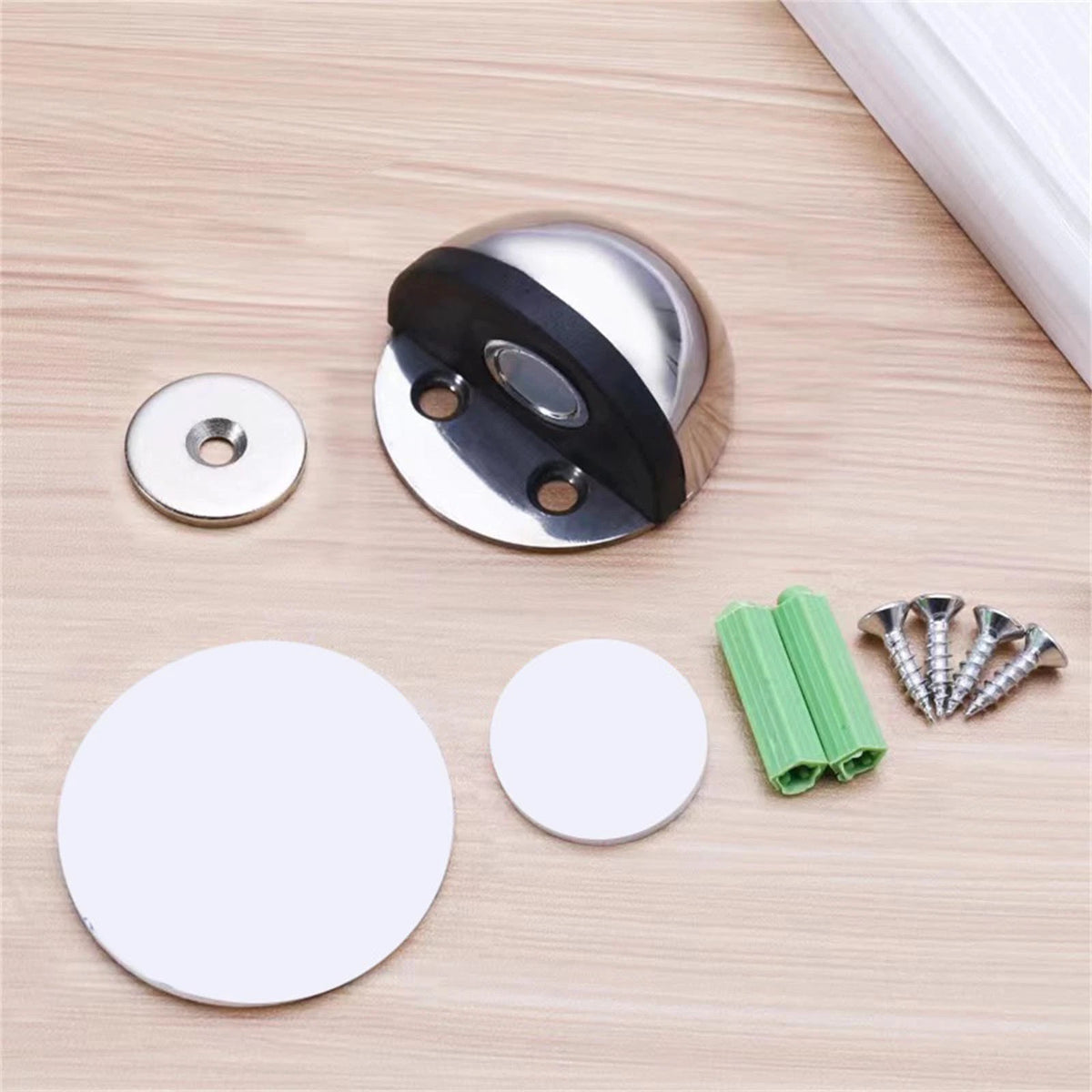 2Pcs Stainless Steel Magnetic Suction Anti-collision Semi-circle Door Stopper qr