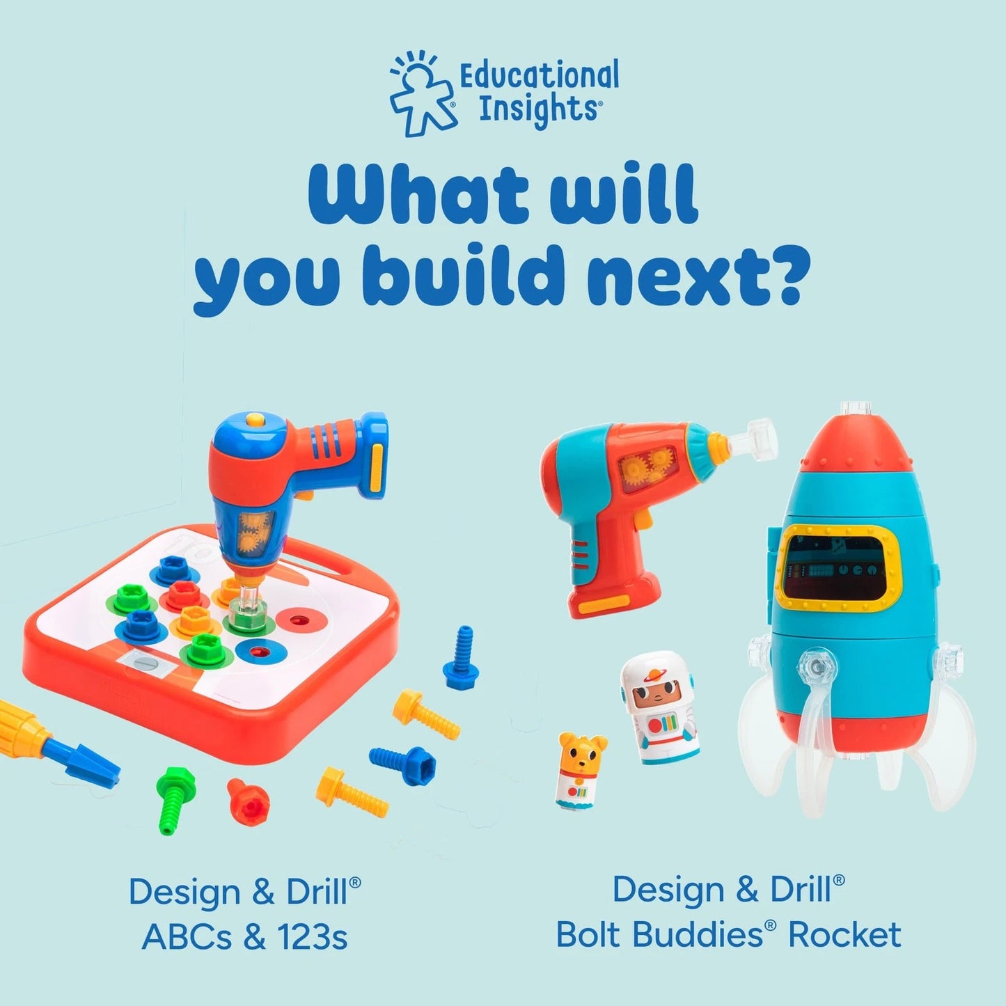 Educational Insights Design & Drill Bolt-It Bucket - Medium, Multi