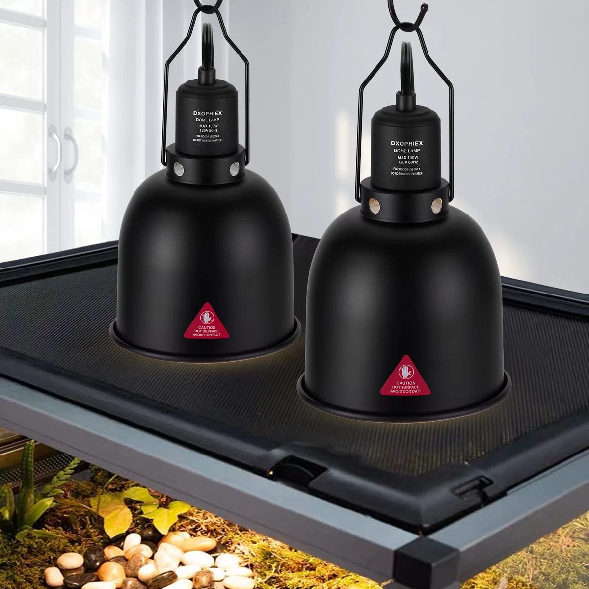 DXOPHIEX 5.5inch Deep Dome Reptile Heat Lamp deep dome, Black