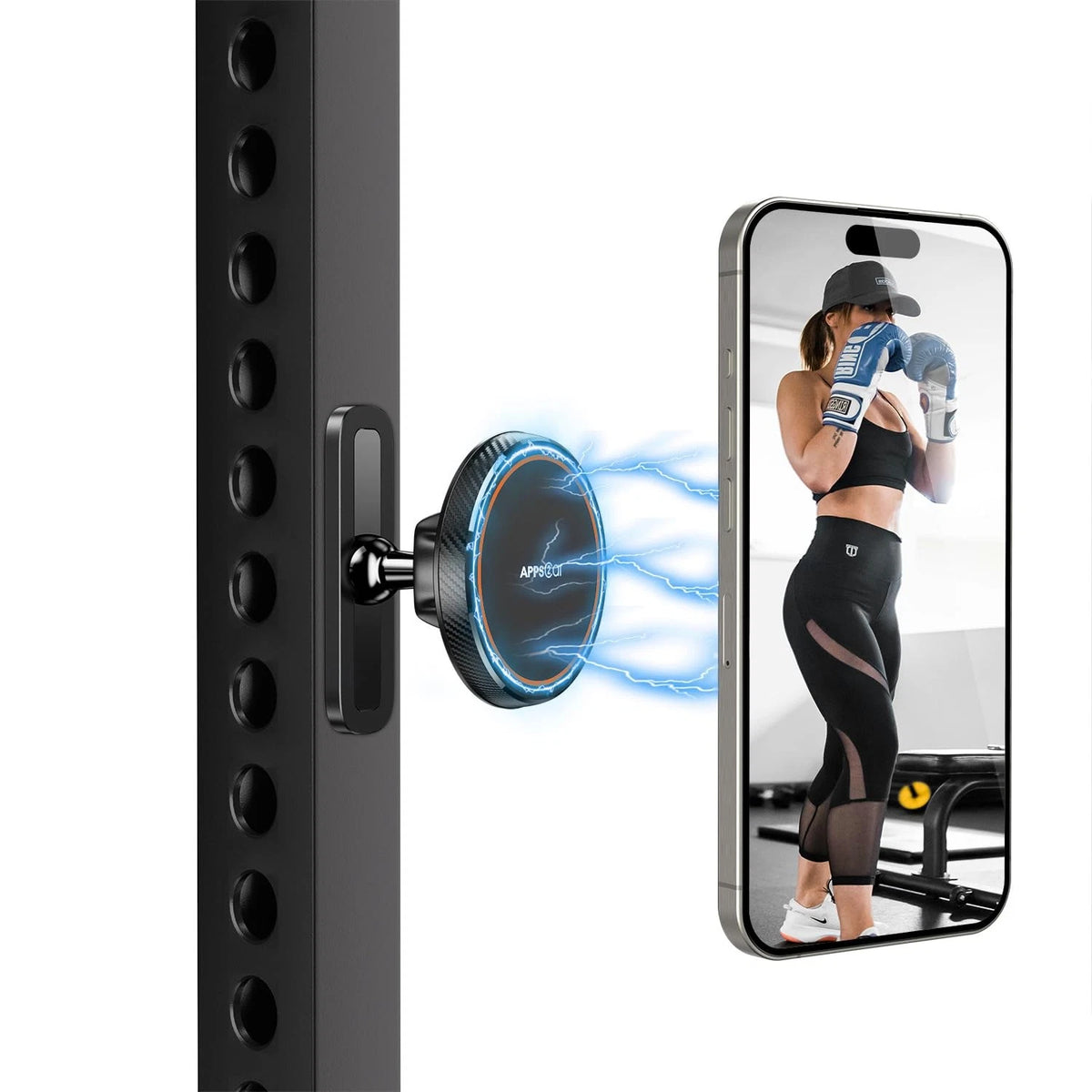 APPS2Car Magnetic Phone Holder for Gym, Alloy Base & Ball Joint, Attach Black