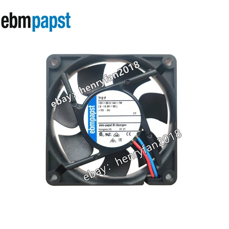 Ebmpapst 712F Axial Fan DC 12V 1.7W 0.14A 70*70*15MM 2-wire 25CFM Cooling Fan