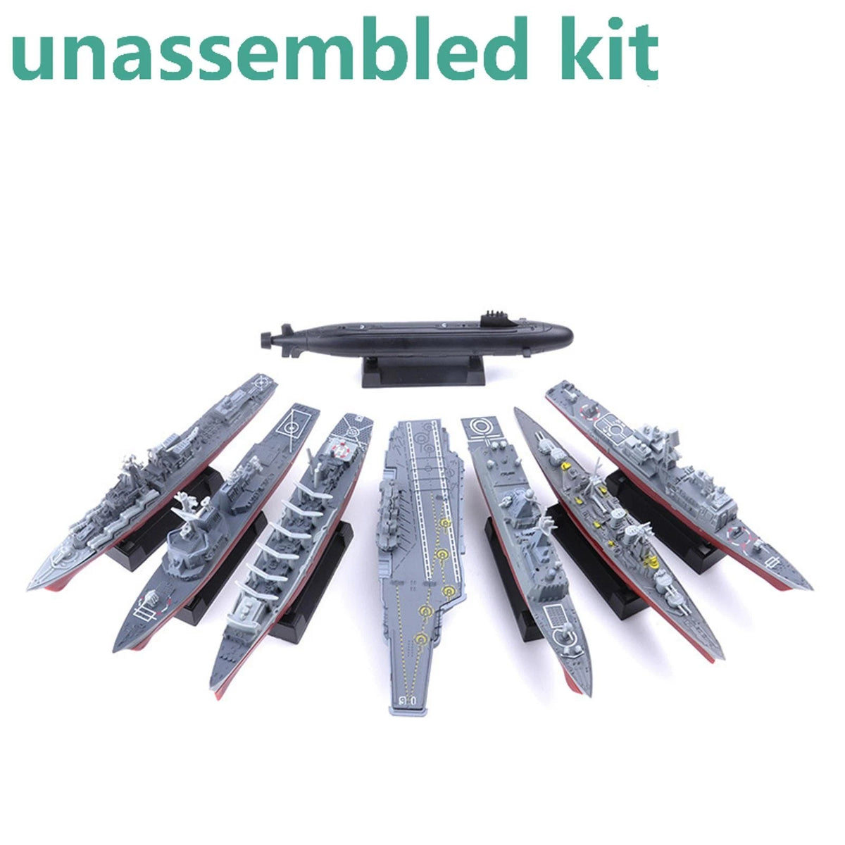 8PCS Unassembled Kit DIY Model Cruiser Frigate Submarine Battleship Warship