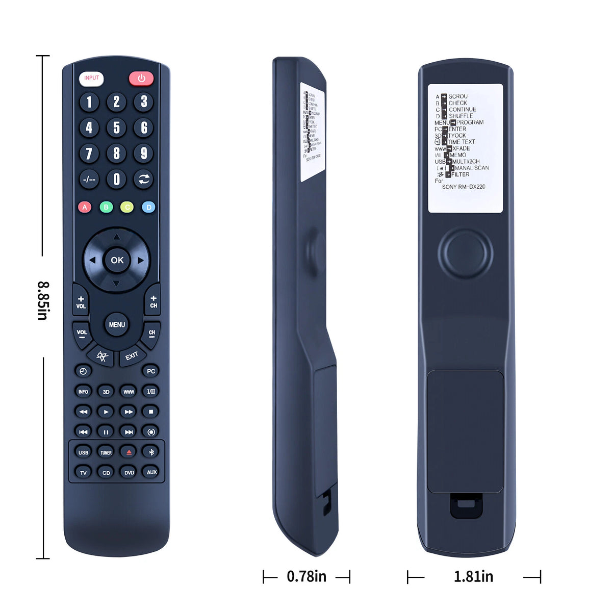 RM-DX220 Replace Remote For Sony Compact DVD Player CDP-CX205 CDP-CX230 CDPCX235