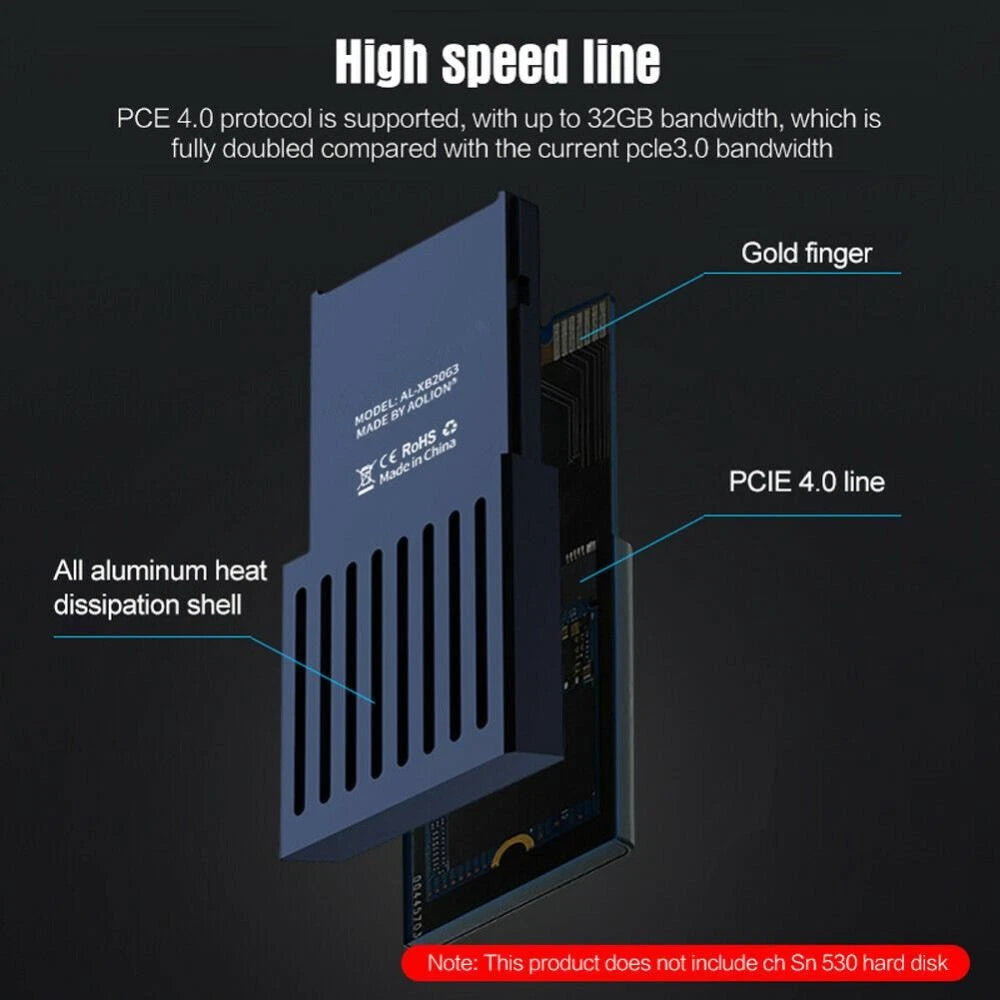 Aluminum Alloy External SSD M.2 Hard Drive Expansion Adapter for Xbox Series X/S