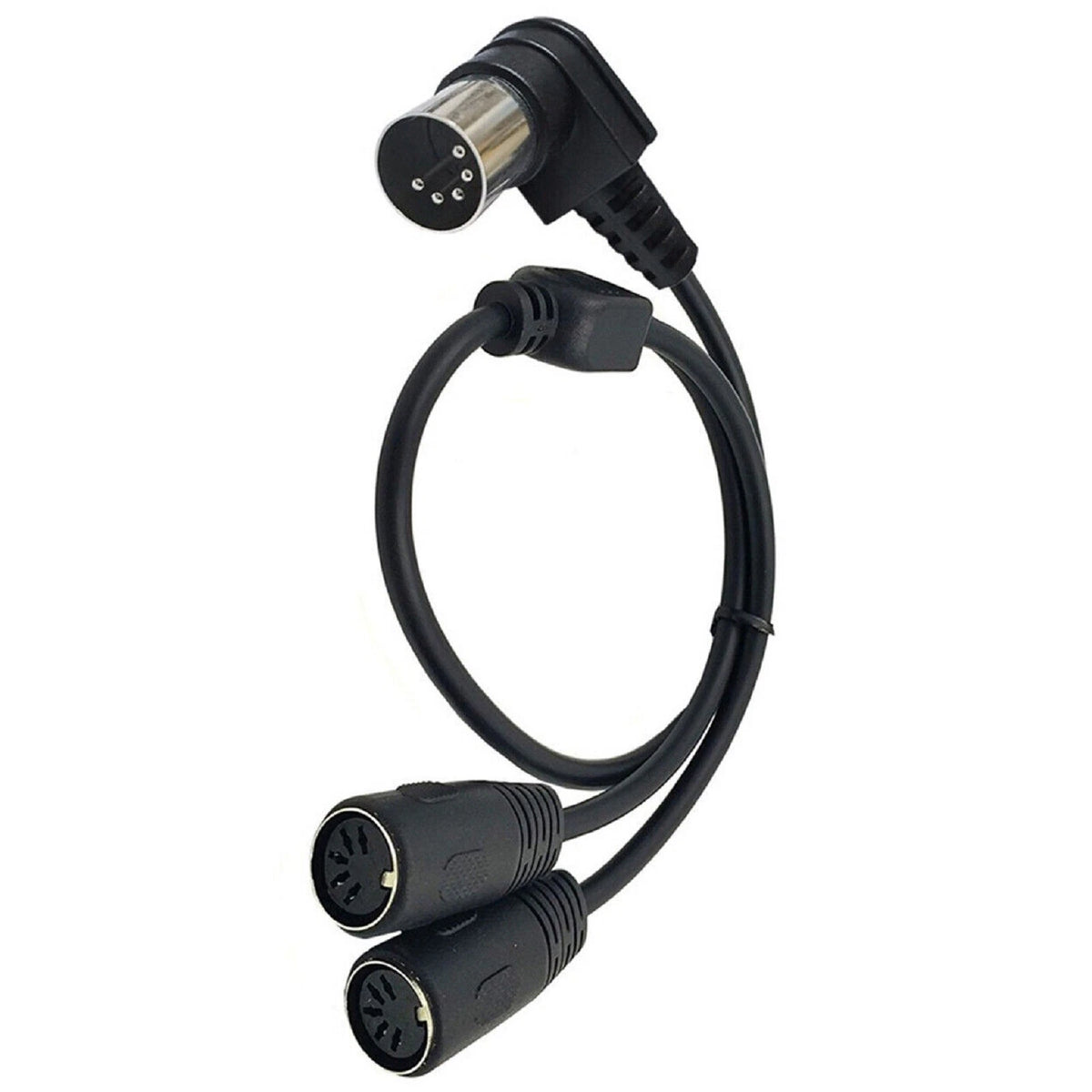 5 PIN MIDI DIN Male Right Angle Plug to 2 Female Socket Y Splitter Adapter Cable