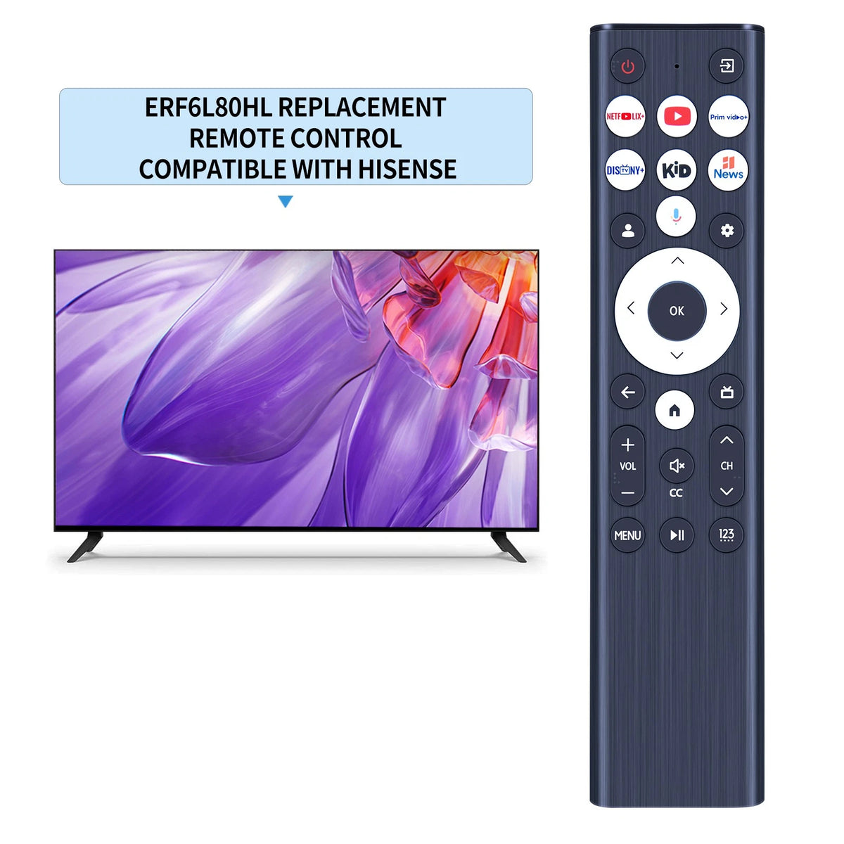 ERF6L80HL Replacement Remote Control For Hisense TV