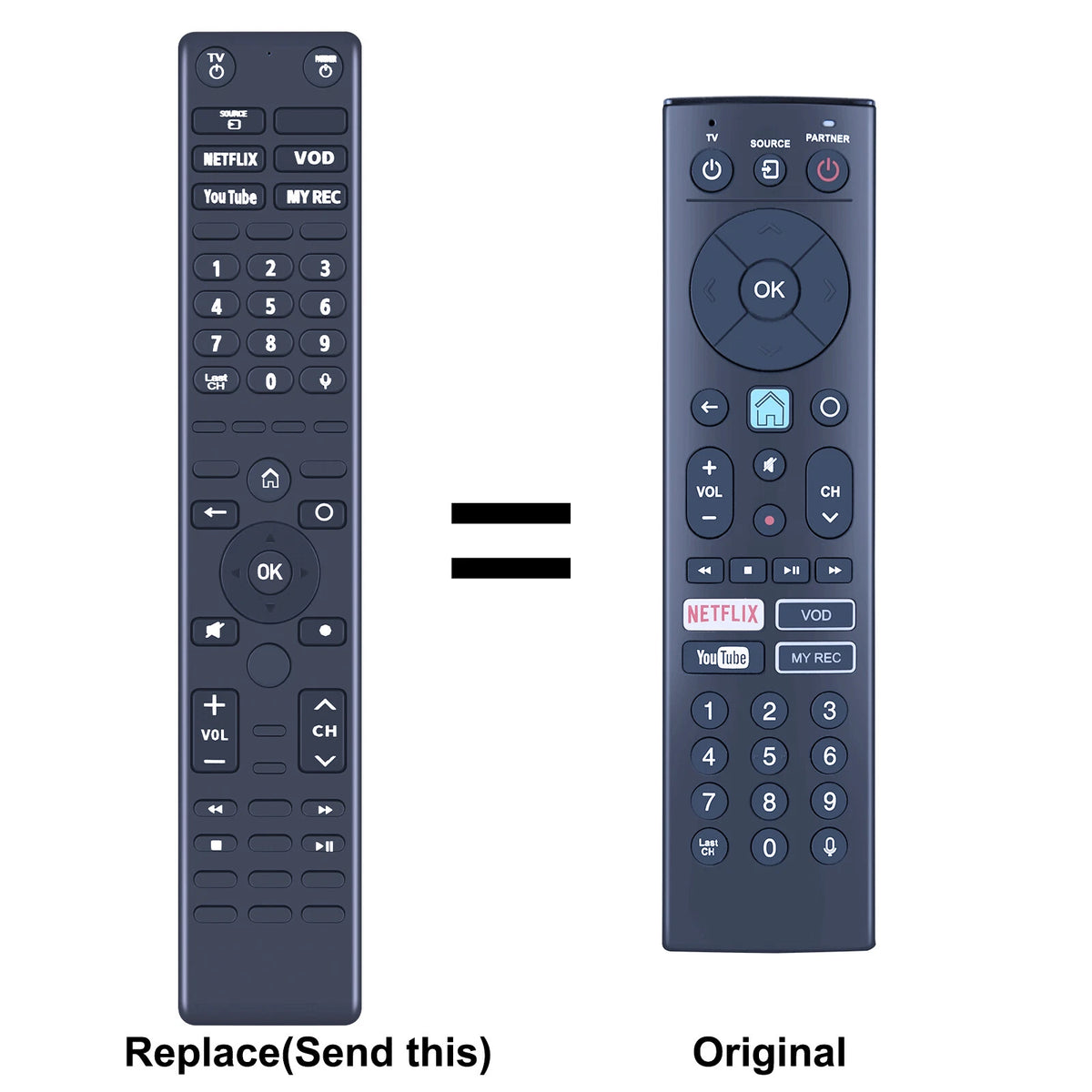 Replacement Remote Control For Partner Smart Led Lcd TV COV34369711 RC78C01